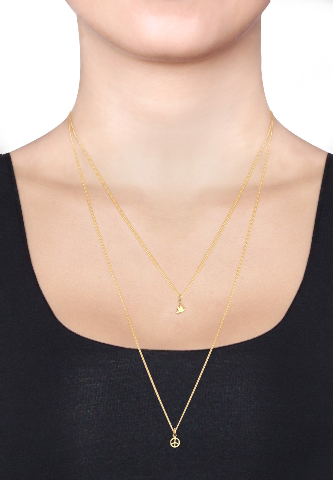 Elli Ketten-Set »Set Peace mit Kristallen von Swarovski® 925 Silber vergoldet«