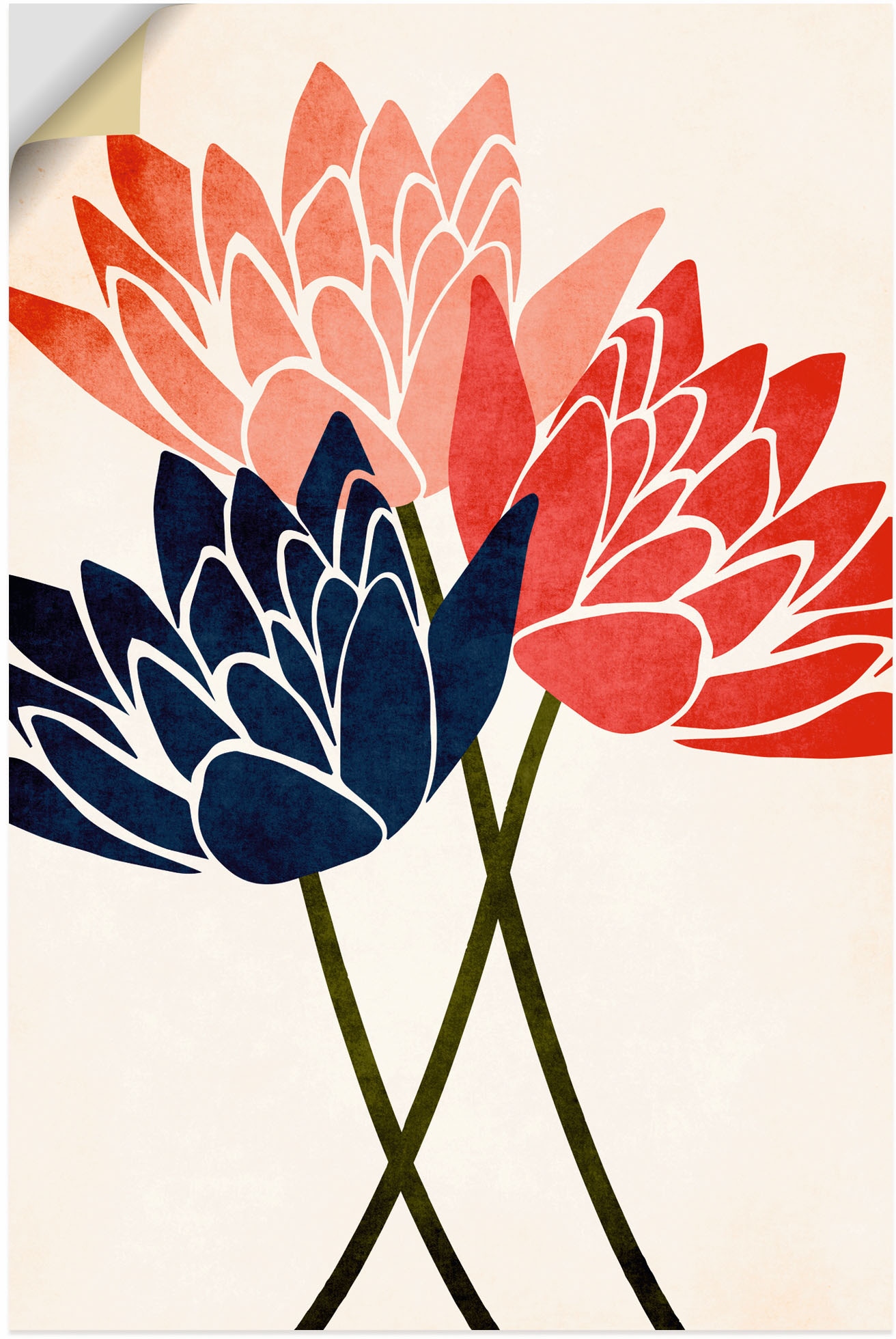 Artland Leinwandbild »Drei Blüten«, Blumenbilder, (1 St.), auf Keilrahmen gespannt