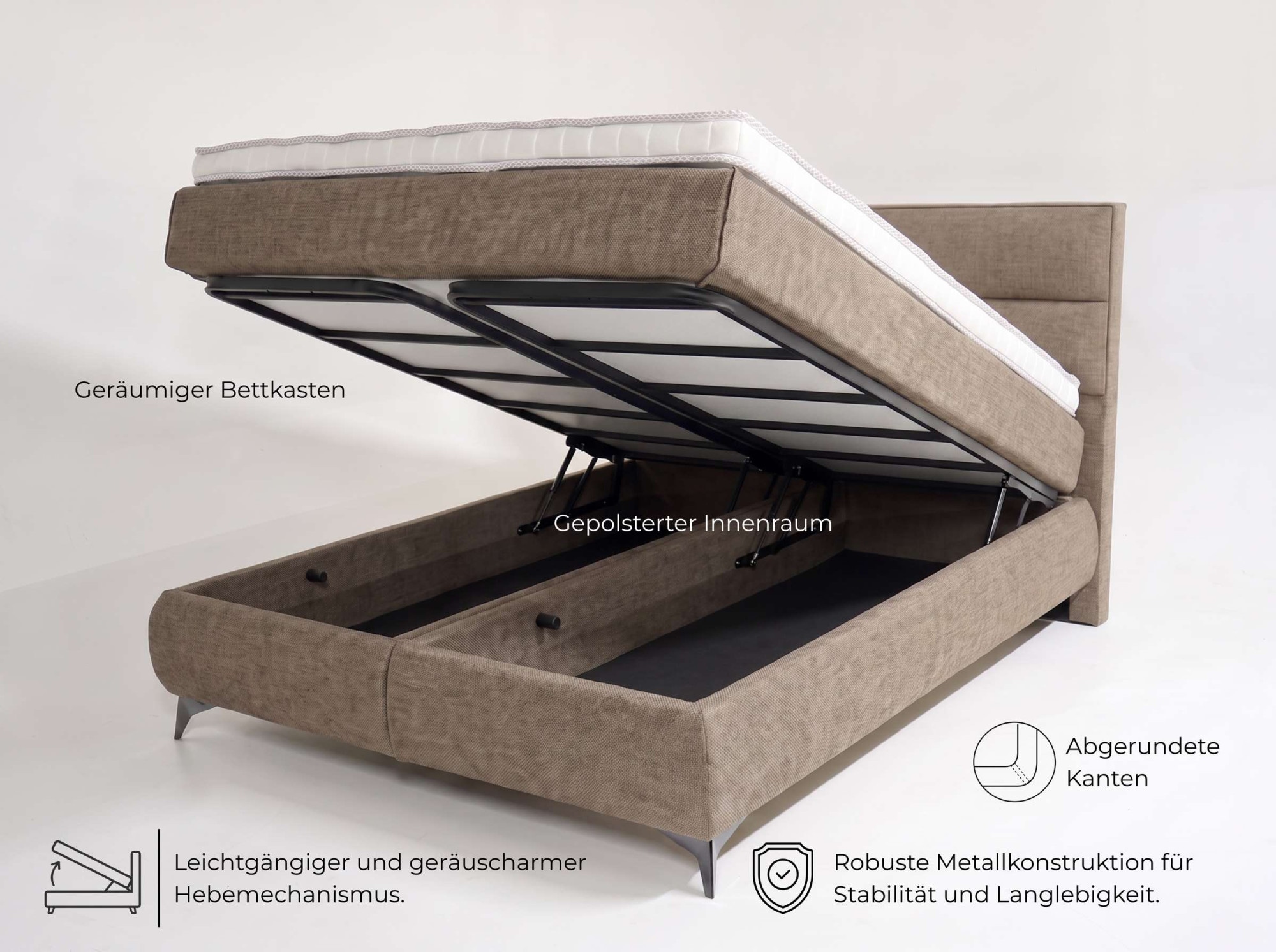 Home affaire Boxbett »COLORADO Doppelbett inkl. Bettkasten, Federkernbett, Metalkonstruktion« Matratze: 3-Z-Taschenfederkern, Härtegrad 3, inkl. Topper