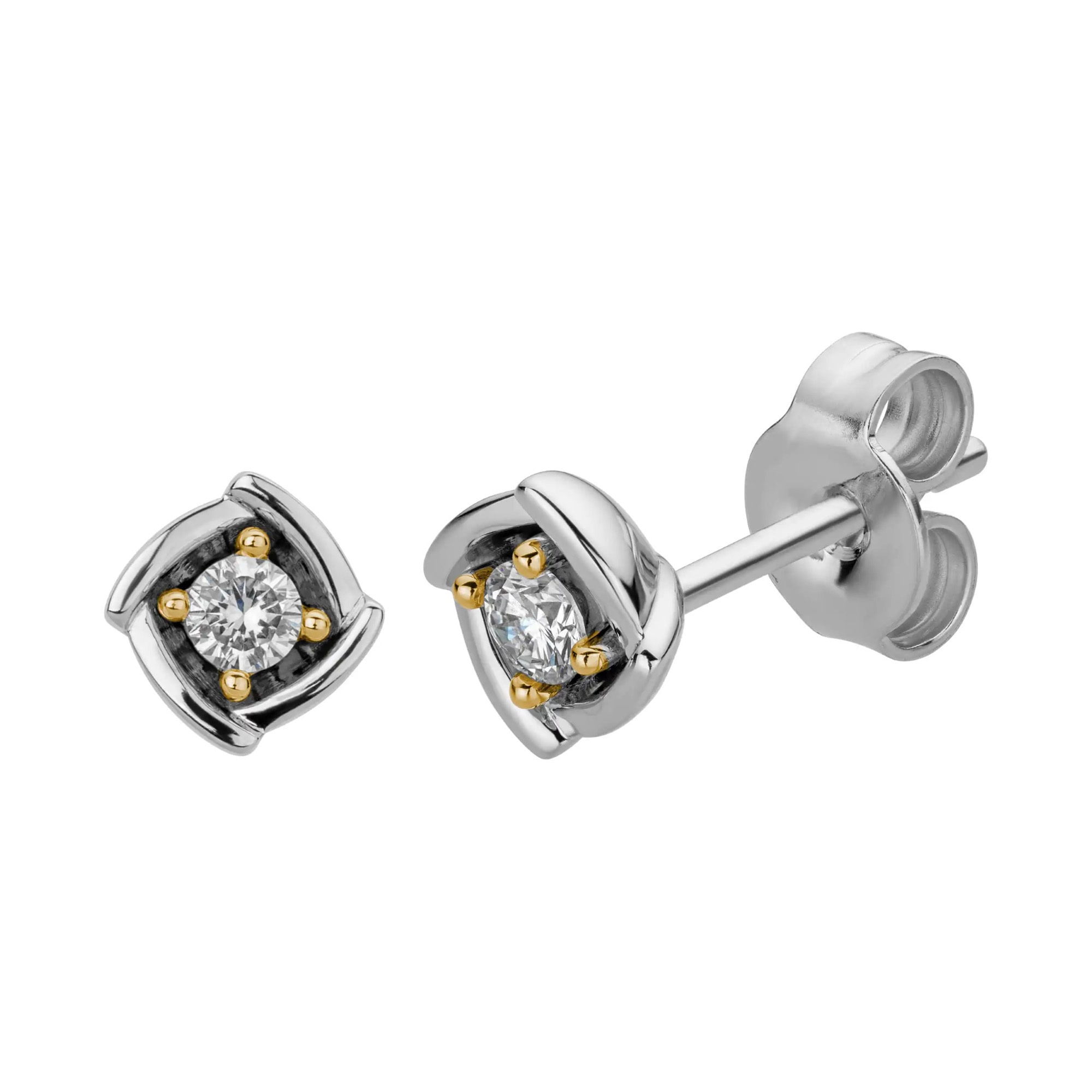 LYOMI 585 Gold Bicolor Stud Earrings White 13mm