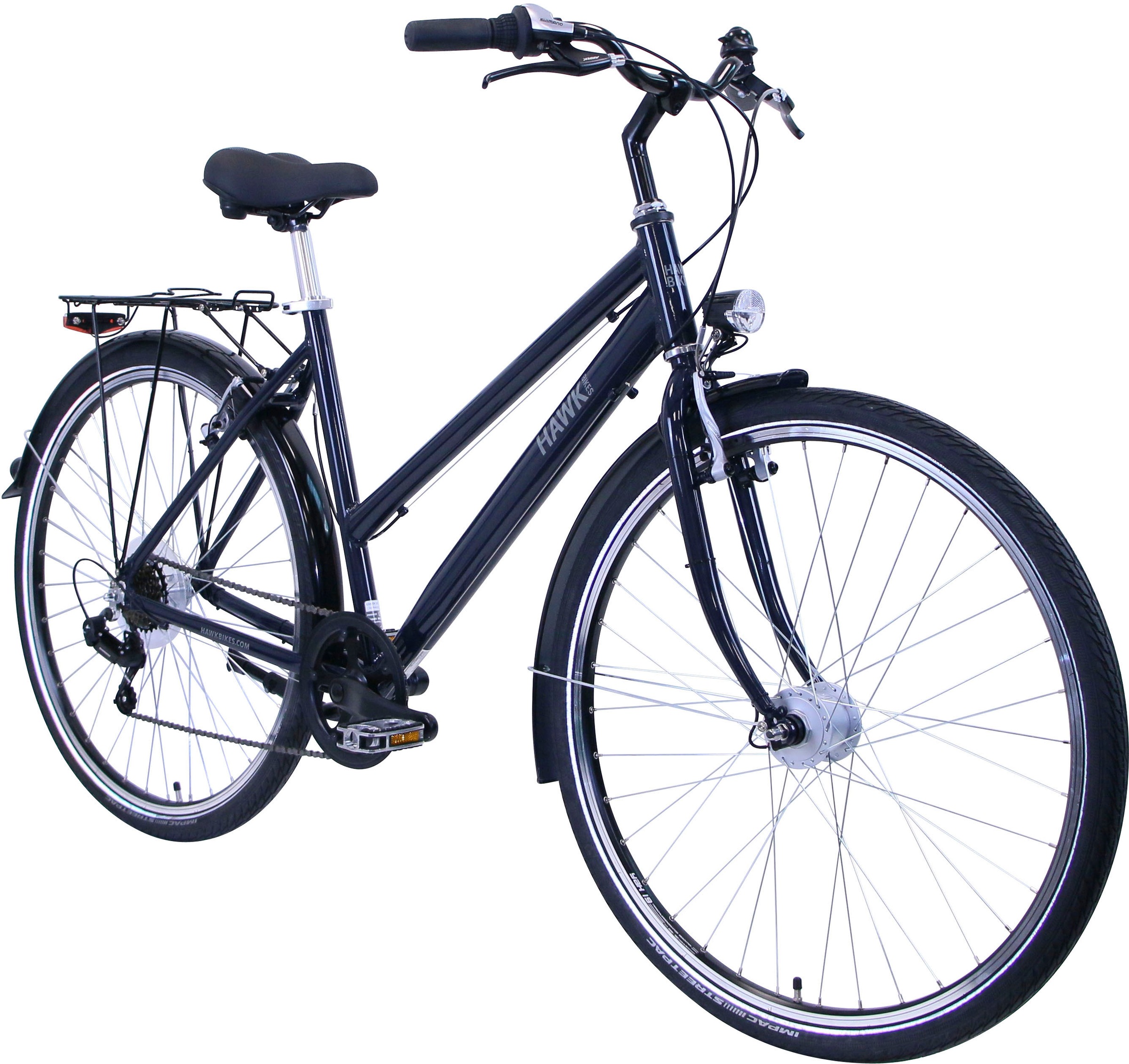 HAWK Bikes Cityrad »CITYTREK EASY BLUE LADY«, 7 Gang, Shimano, Tourney Schaltwerk, Kettenschaltung