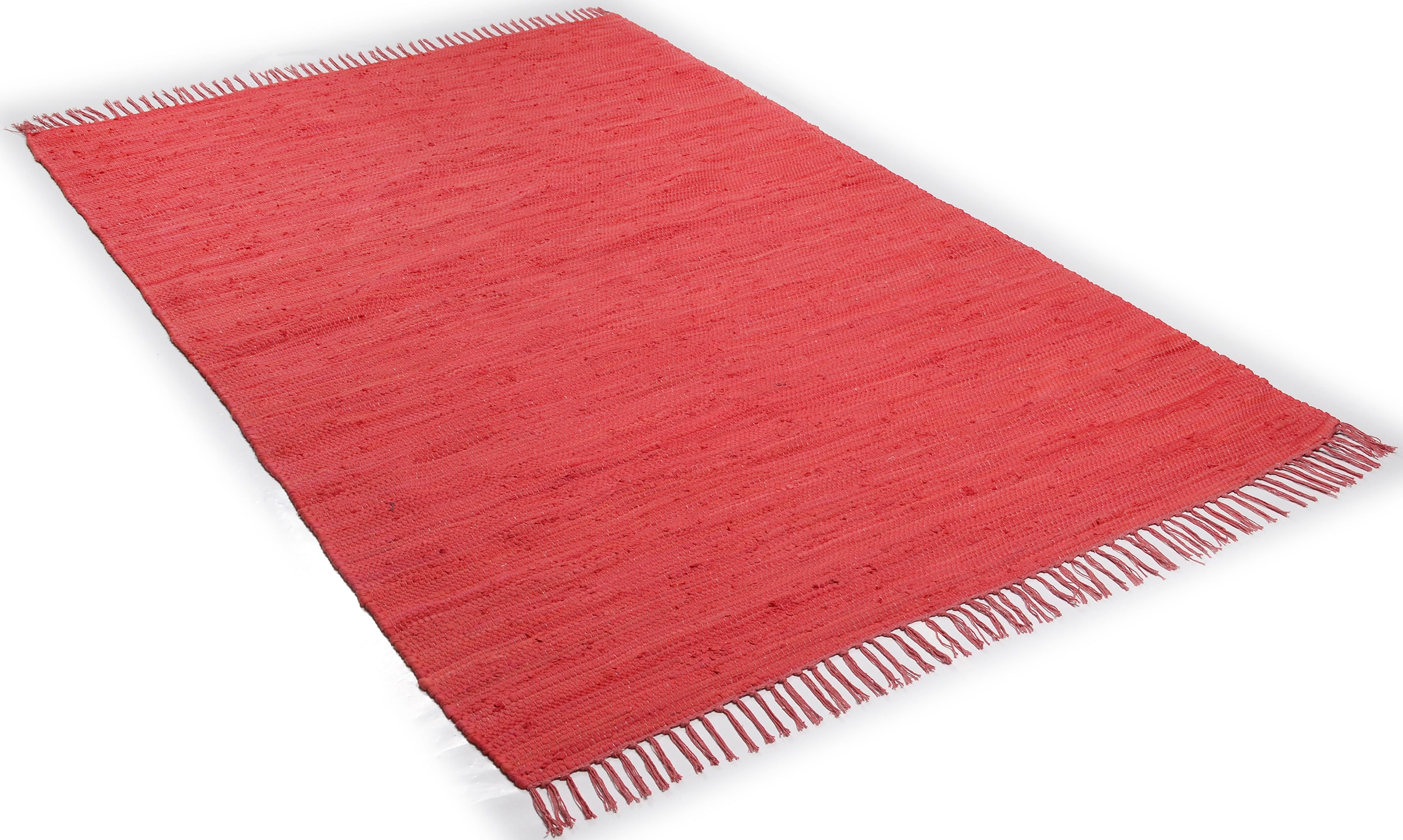 THEKO Teppich »Happy Cotton«, rechteckig, Fransen reine Teppich, mit | Flachgewebe, BAUR Baumwolle, Handweb handgewebt