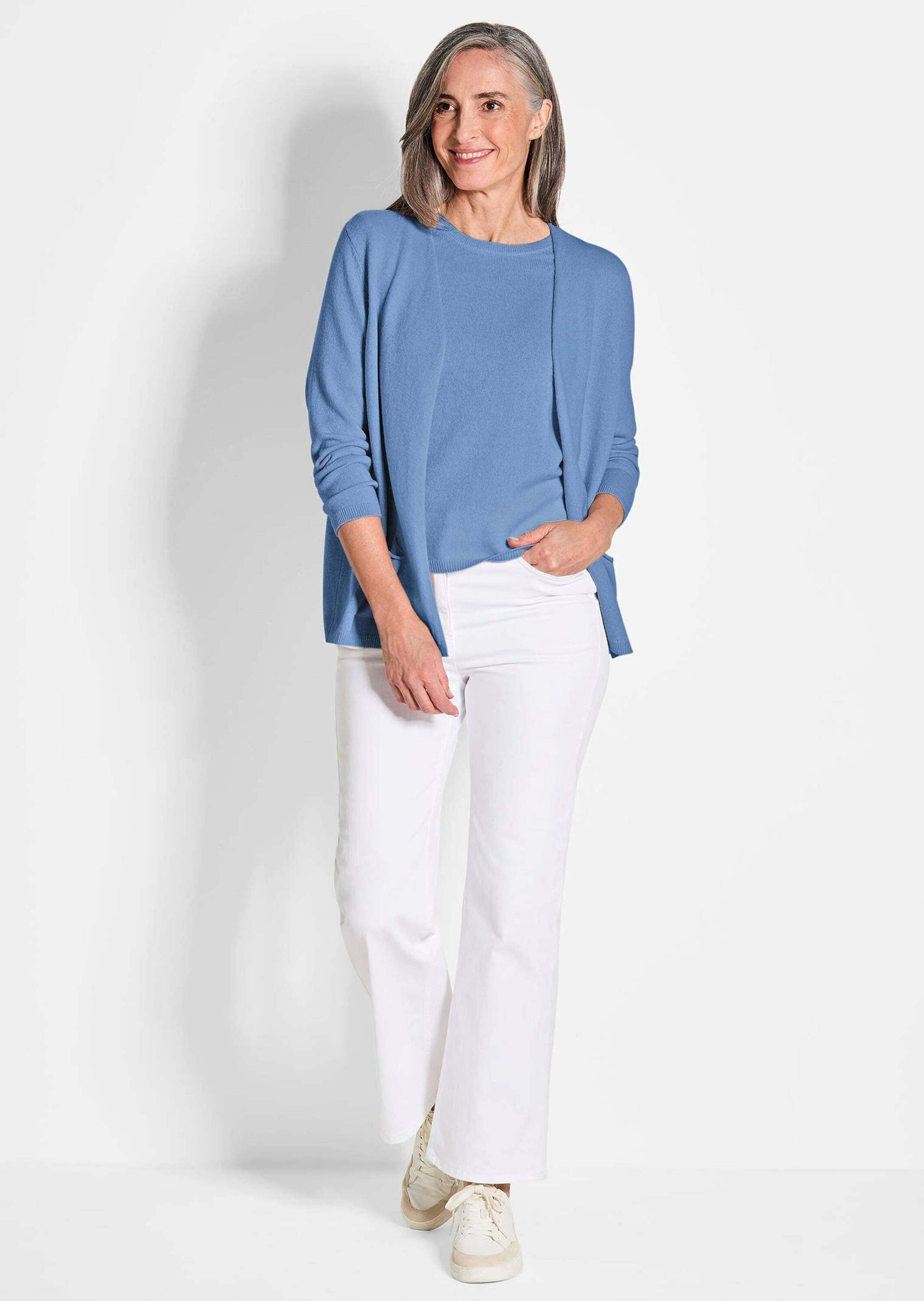 GOLDNER Strickjacke "Kurzgröße Cardigan in langer offener Form" günstig online kaufen