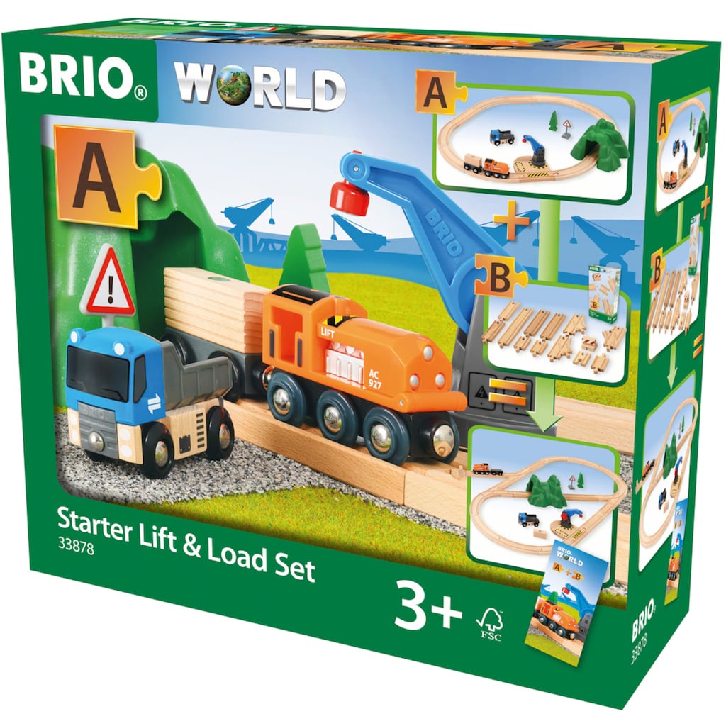 BRIO® Spielzeug-Eisenbahn »BRIO® WORLD, Starterset Güterzug mit Kran«, (Set)