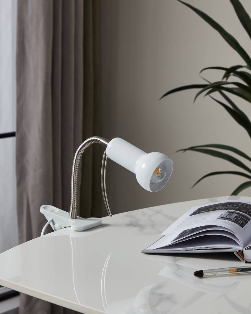 EGLO Klemmleuchte »FABIO Klemmspot, exkl. Leuchtmittel E14, mit Klemme, Büro« E14 Klemmlampe, Leselampe, Schalter, flexibler Leuchtenhalts, Höhe: 30cm