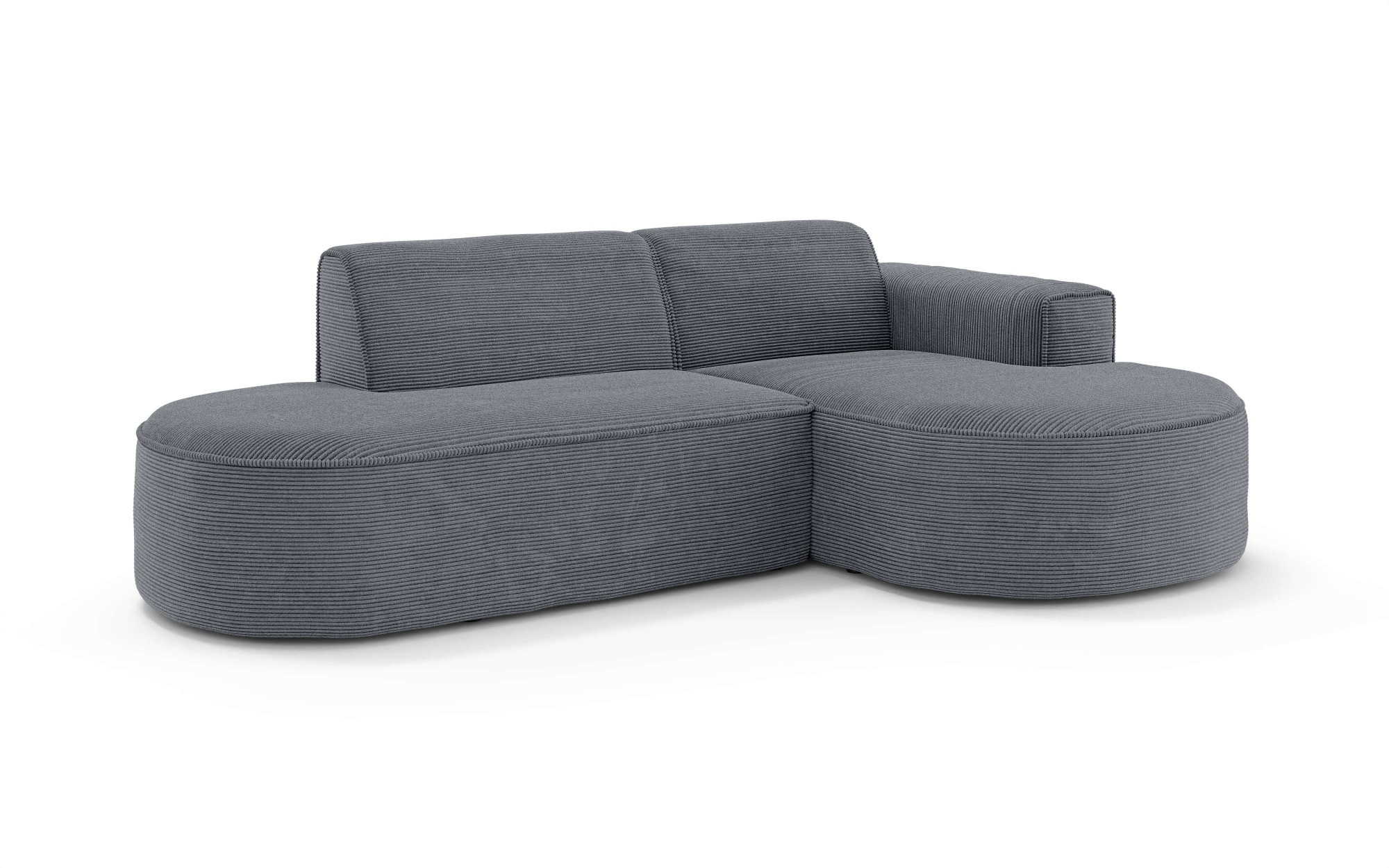 OTTO home Ecksofa »ADELLA XL Design-Sofa mit Recamiere rechts/links, 263/159/76 cm«, L-Form XL mit Wellenunterfederung, runde Form, auch in Cord