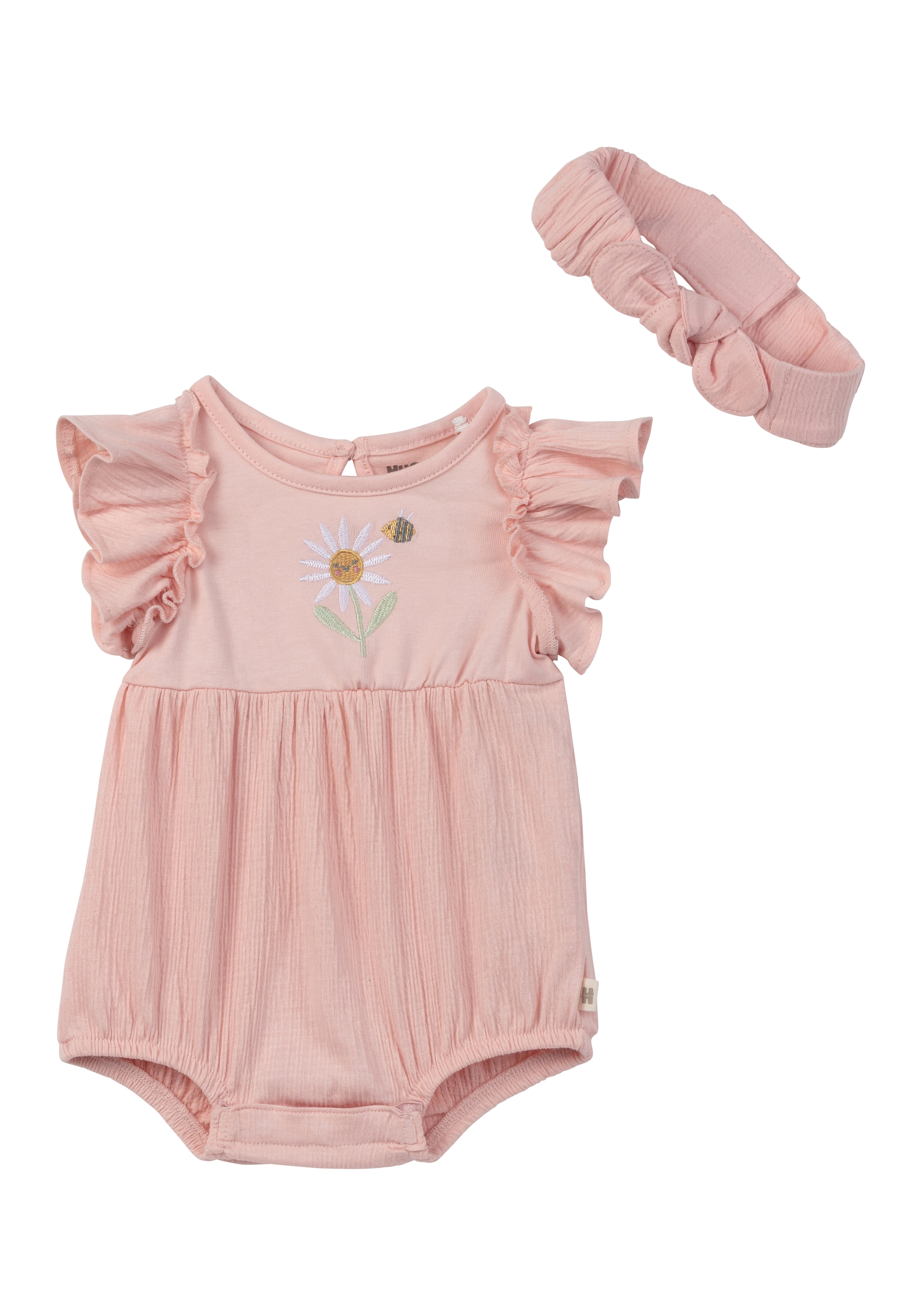 HUGGIES babywear Neugeborenen-Geschenkset, Strampler mit passendem Haarband, for GIRLS