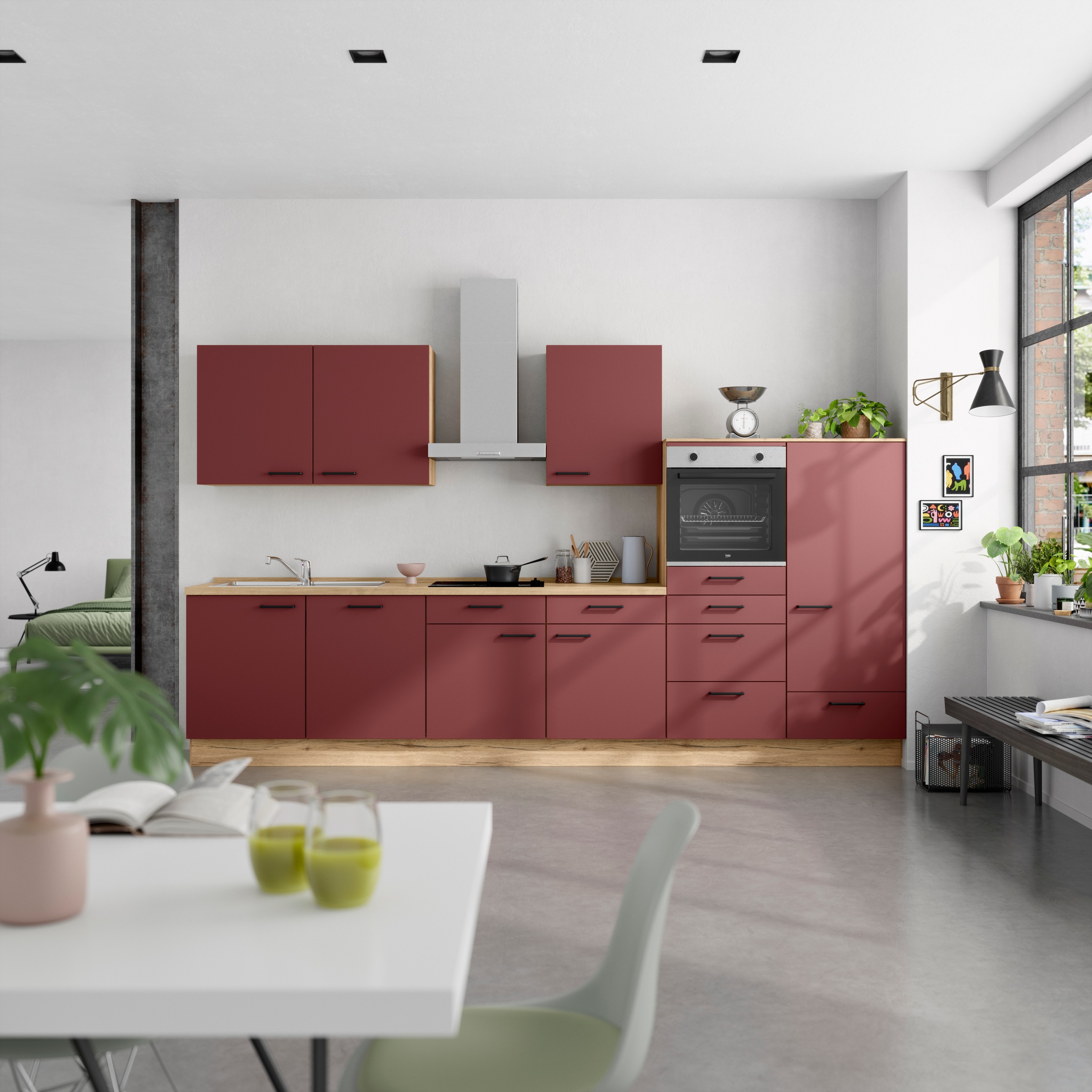 nobilia® Küchenzeile »"Easytouch I"«, vormontiert, Ausrichtung wählbar, Breite 360 cm, wahlw. mit E-Geräten