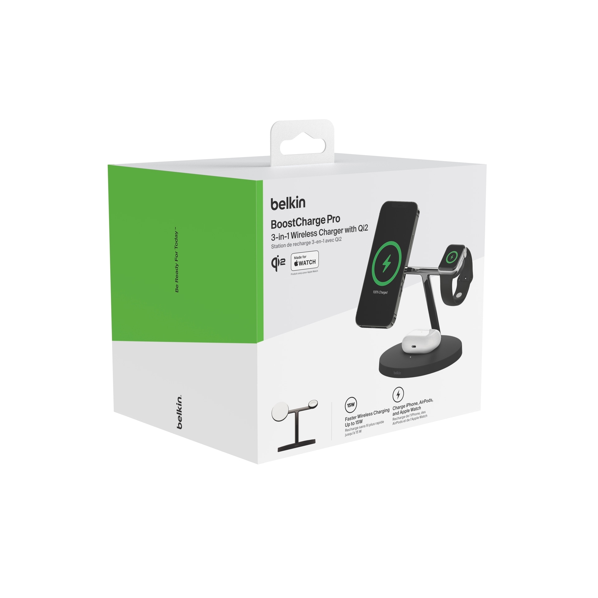 Belkin Wireless Charger »BoostCharge Pro«, Kabelloses 3-in-1 Ladegerät mit Qi2 für iPhone 16/15/14/13/12