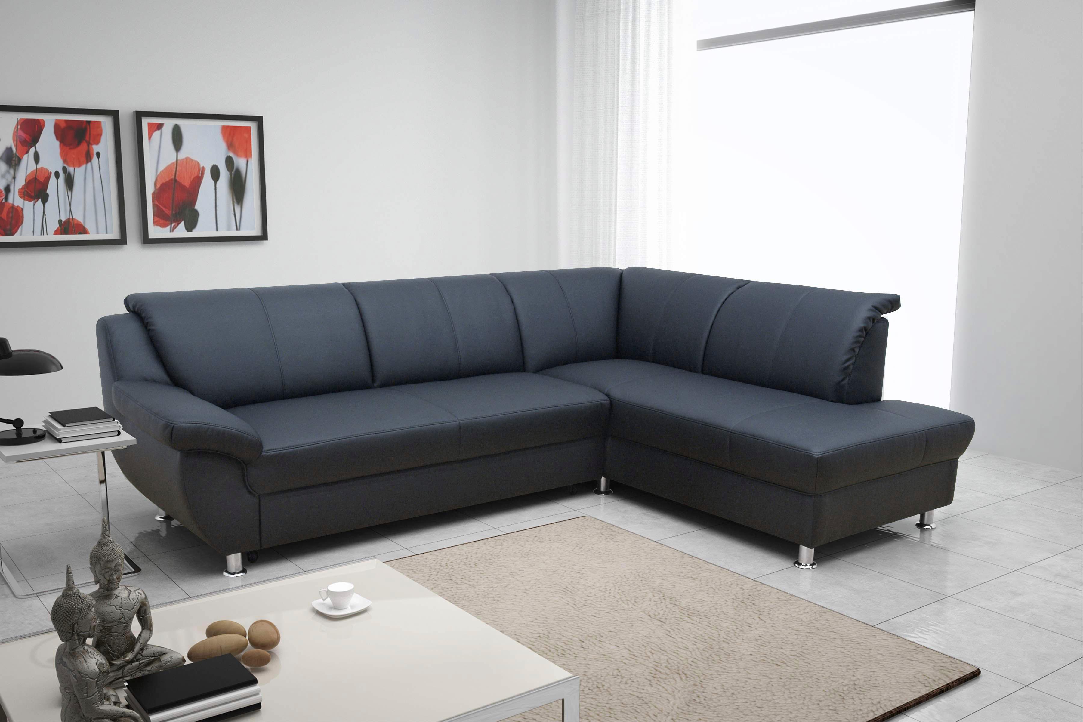 DOMO collection Ecksofa "Pilar, elegant & zeitlos, komfortabel, bequeme Armlehnen, Breite 254cm" mit Ottomane, wahlweise mit Bettfunktion, L-Form