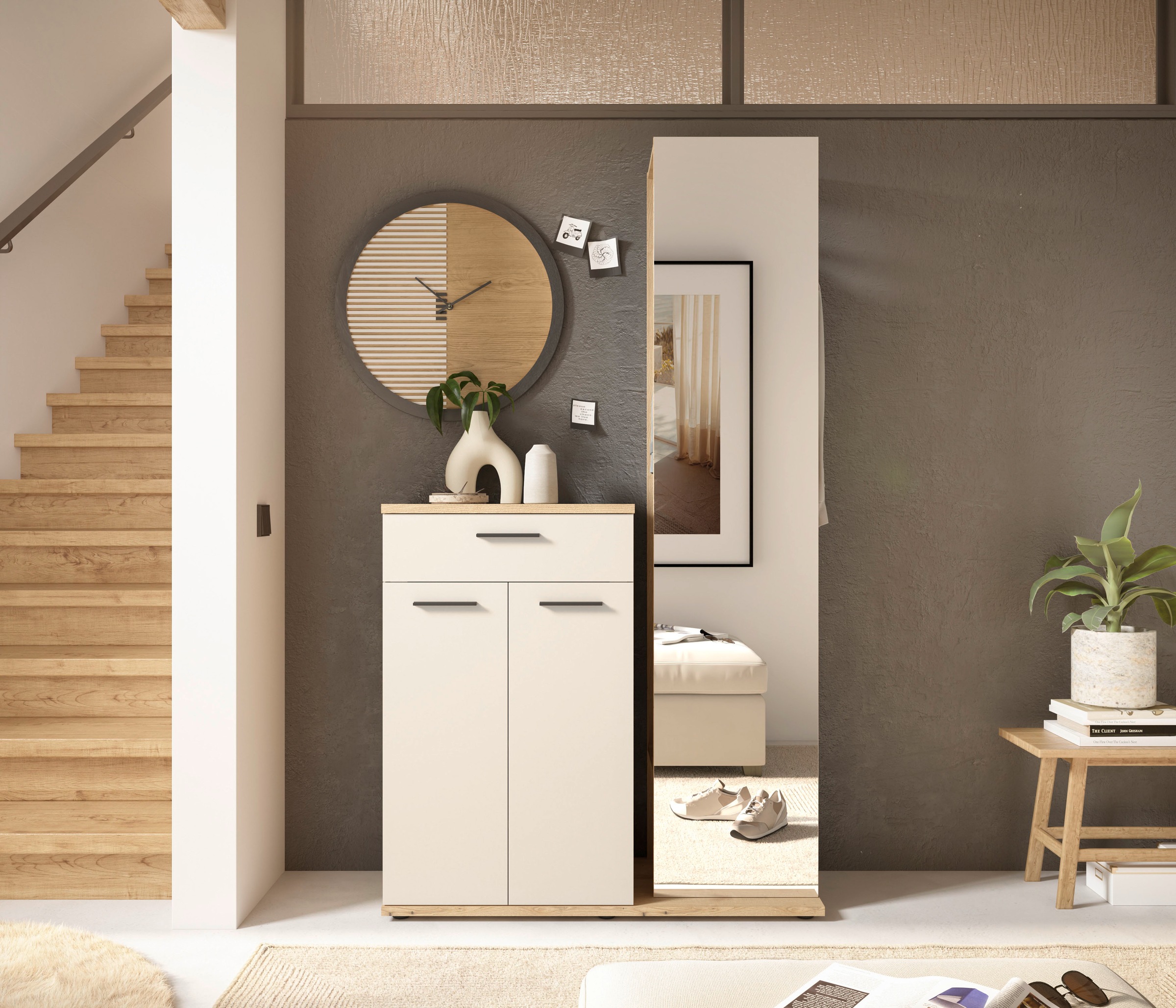 HBZ Garderoben-Set "Kompaktgarderobe, BxHxT 105x188x38 cm mit Spiegel", (2 günstig online kaufen