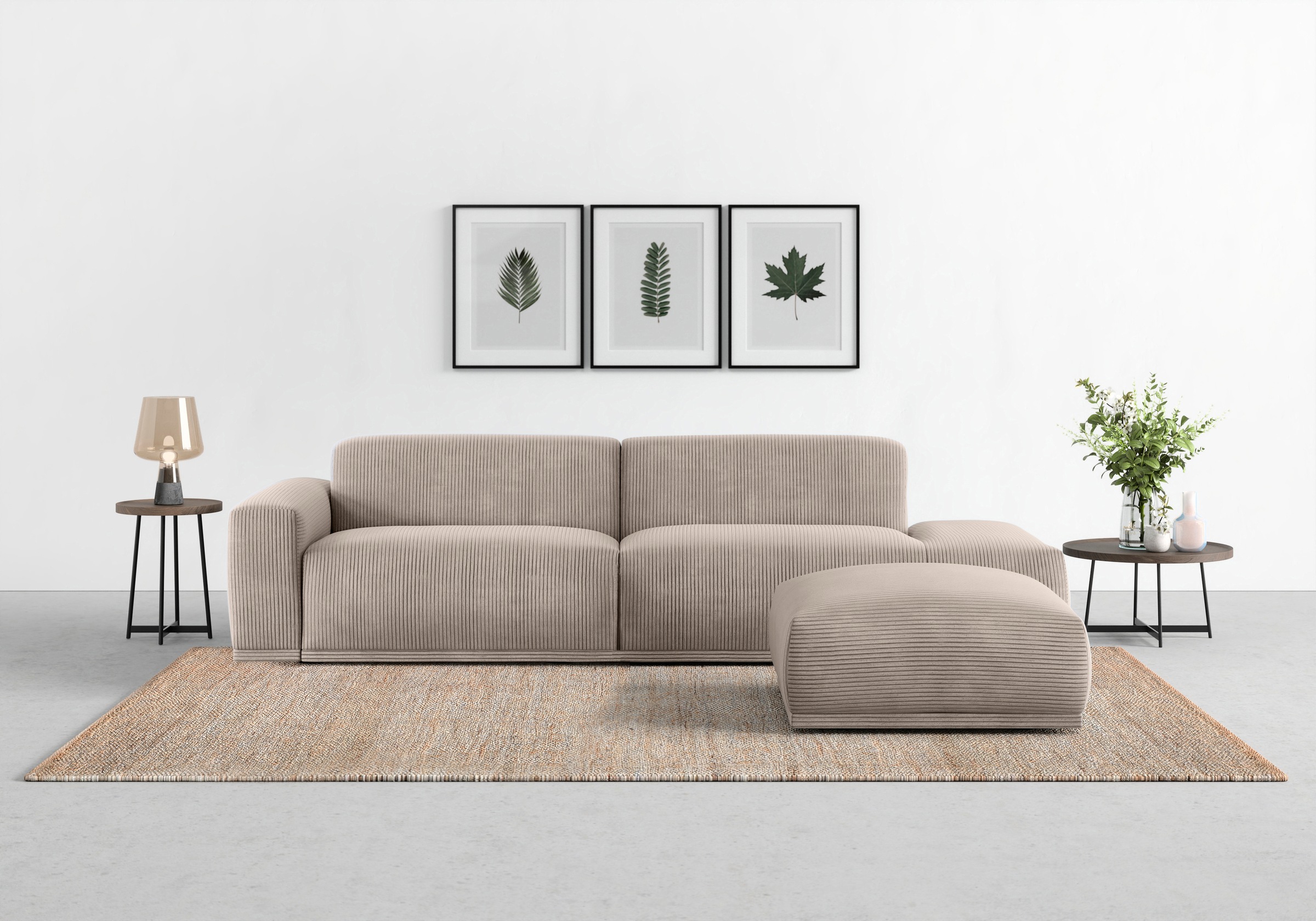 TRENDMANUFAKTUR Big-Sofa »Braga, mit hochwertigem Kaltschaum, Megasofa, in Cord erhältlich«, modernes Big-Sofa, Couch mit hohem Sitzkomfort, 277/72/107 cm (B/H/T)