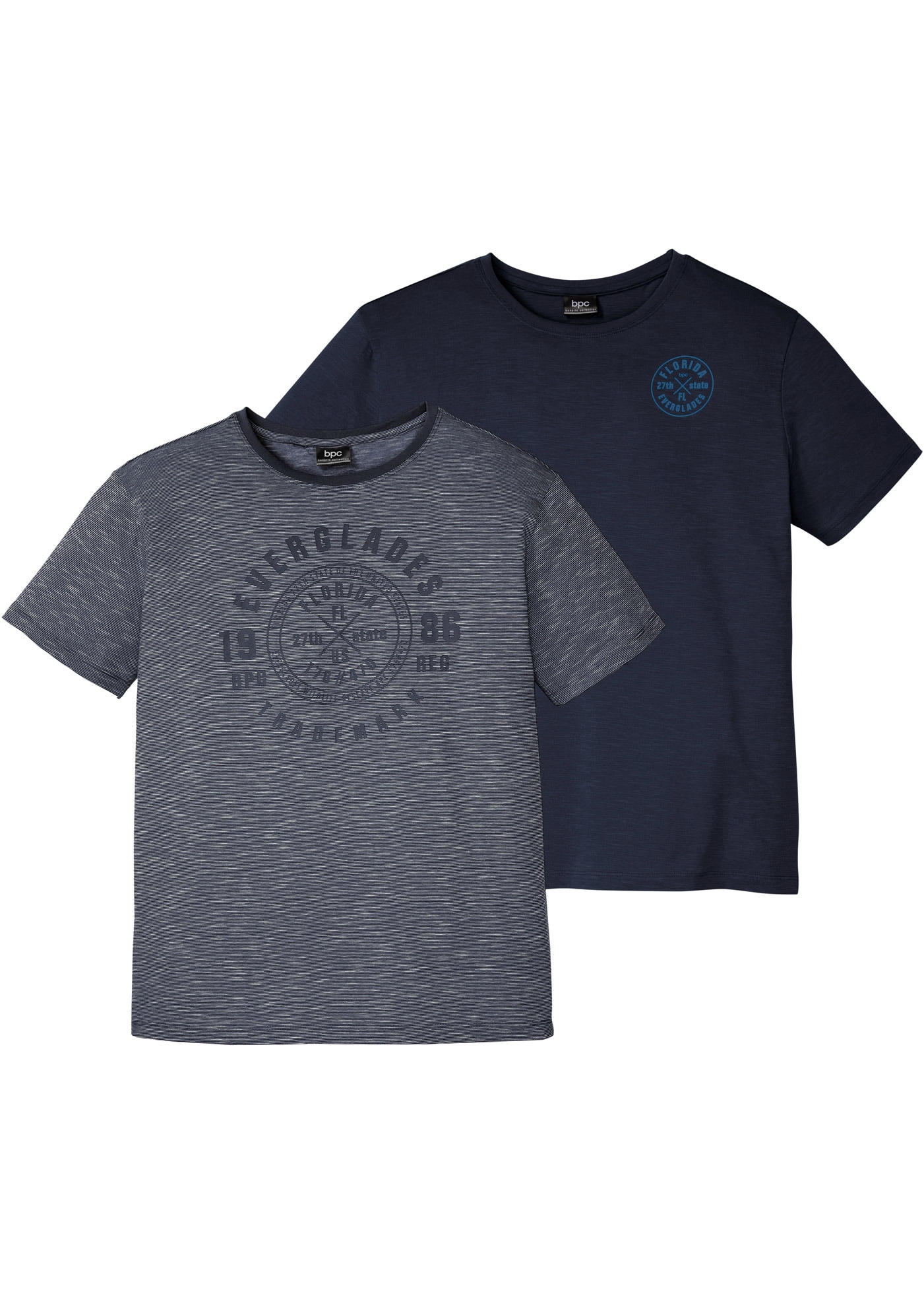 bonprix T-Shirt Packung, 2 Stk. Regular Fit, Kurzarm-Design, mit modischem Druck