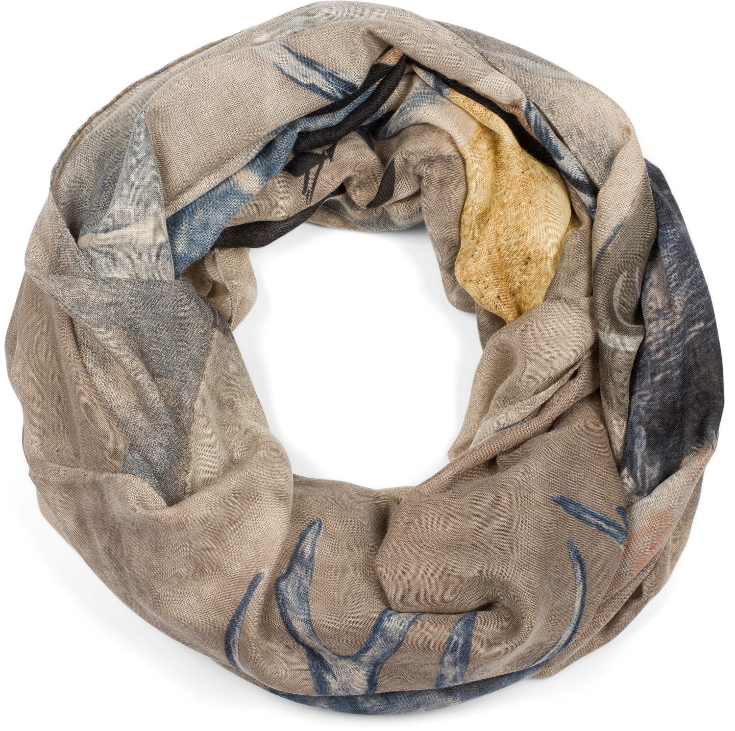 styleBREAKER Loop "Loop Schal mit Hirsch Print" 1 Stk.