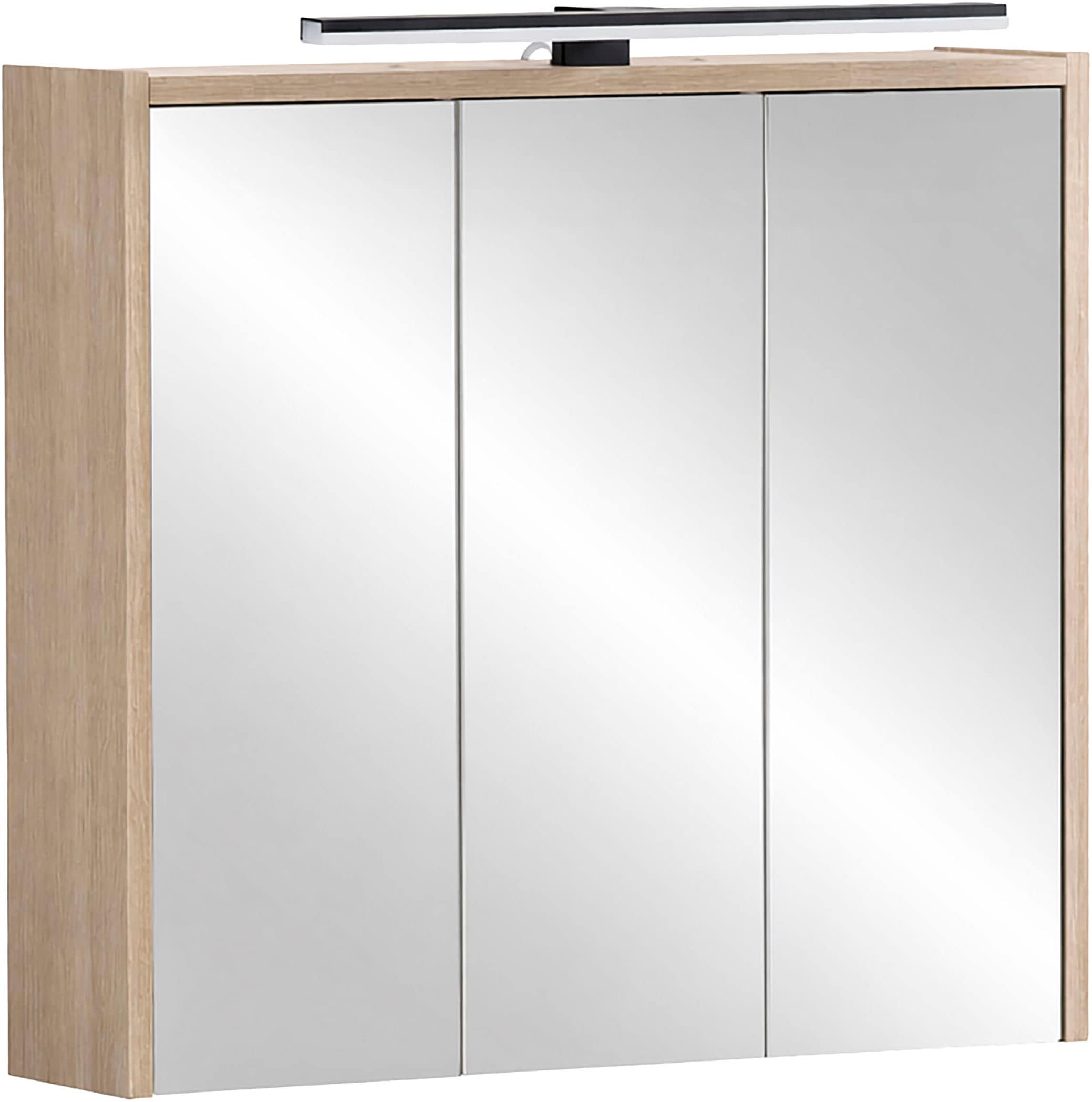 Schildmeyer Spiegelschrank "PIAZZA, inkl. Beleuchtung, Breite 65 cm, 3 Türen, MADE IN GERMANY" 1 Stk. tlg. Schalter-/Steckdosenkombination hinter der Tür, MADE IN GERMANY