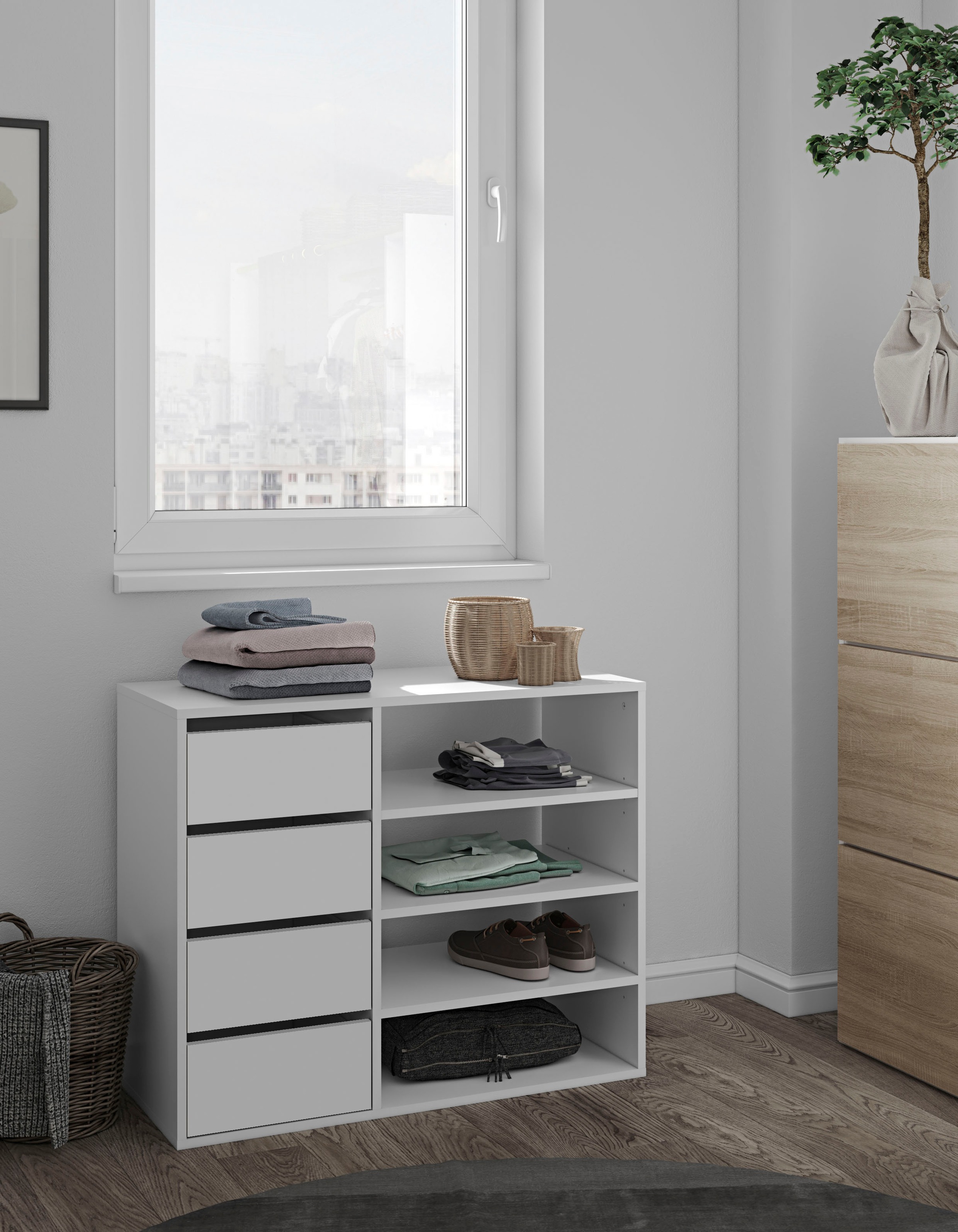 TemaHome Kleiderschrank »Tom«, ausziehbarer Kleiderschrank, mit Vorhang und vielen Fächern, Höhe 181 cm