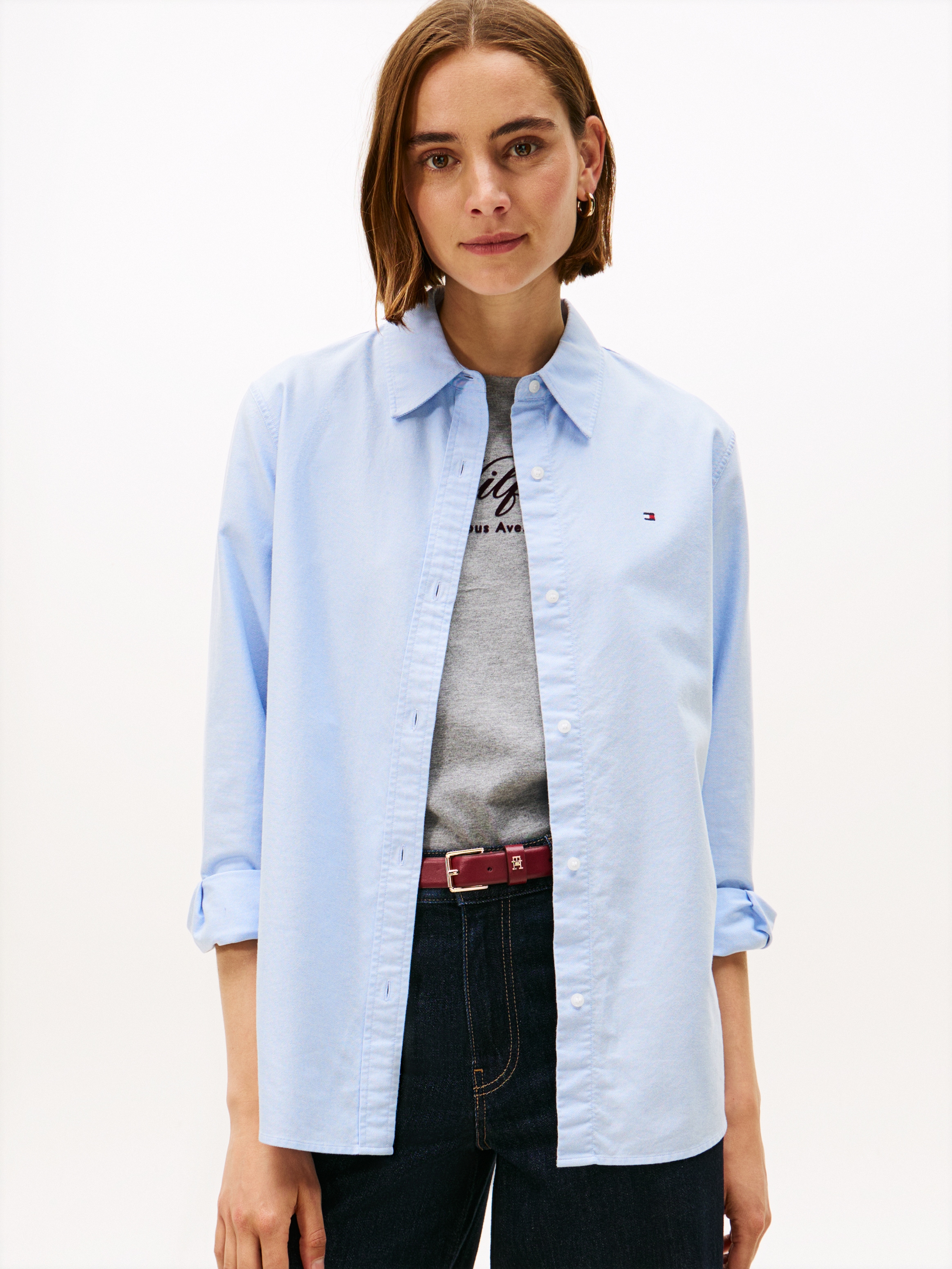 Tommy Hilfiger "OXFORD RELAXED FIT SHIRT mit Hemdblusenkragen und Stickerei günstig online kaufen