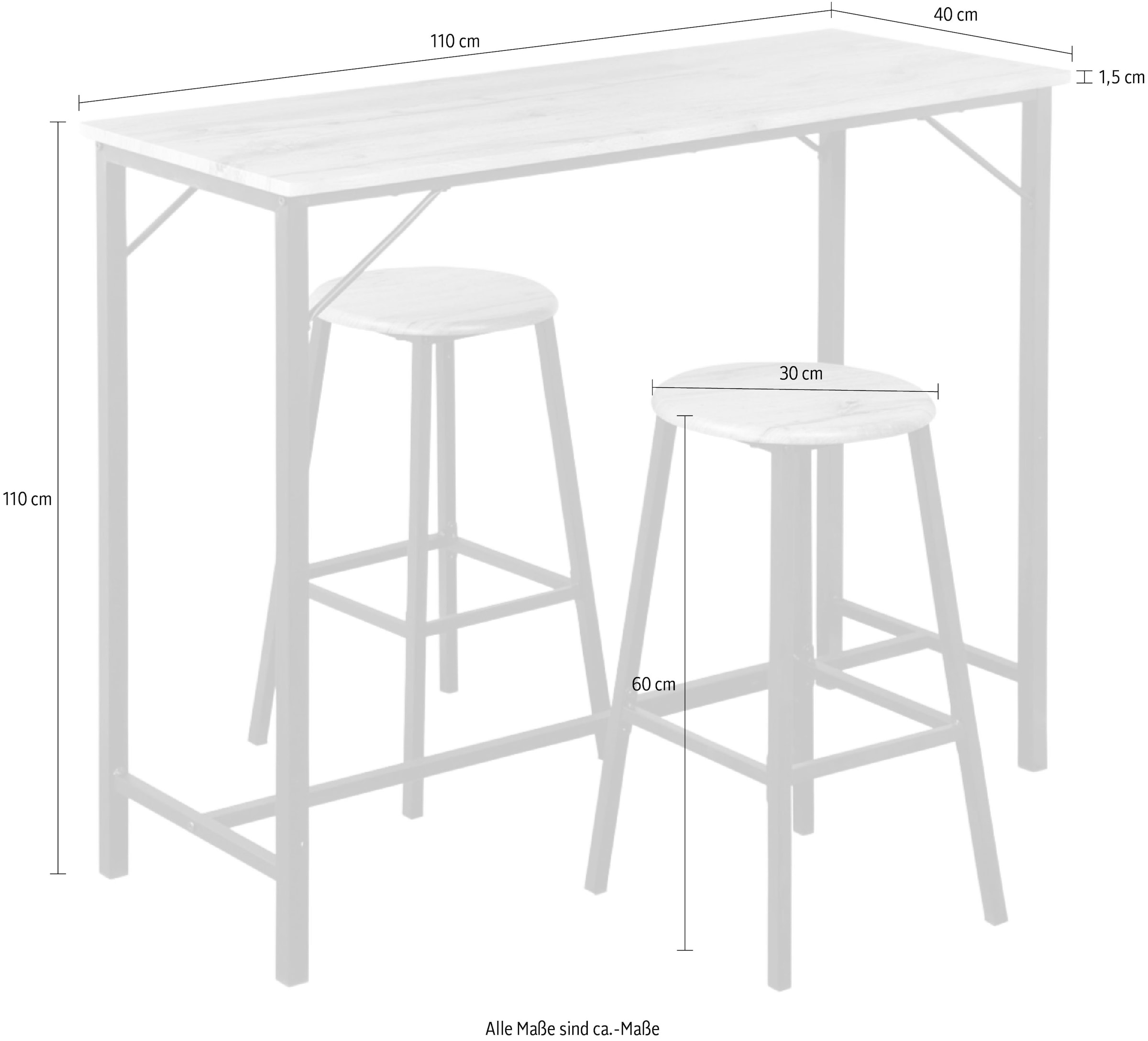 KESPER® Bargruppe »KESPER Küchenbar 3tlg., FSC« 3 tlg. inkl. 2 Barhocker