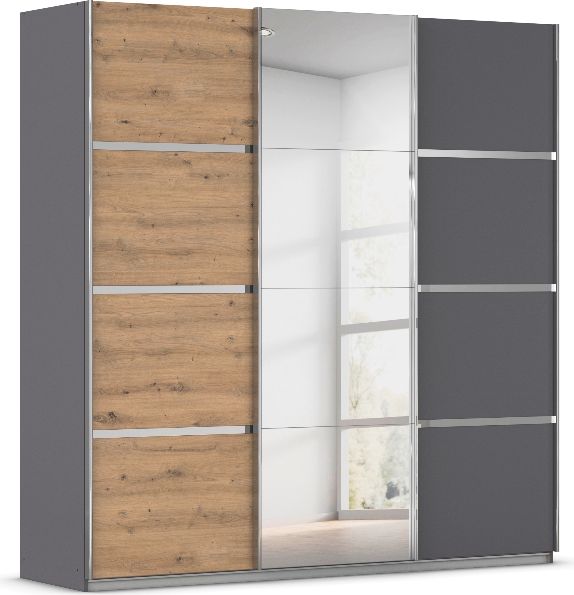 OTTO home Kleiderschrank "Mehrzweckschrank Aktenschrank Möbel Mietswohnung Schlafzimmer AVOLA" 3 verschiedene Ausstattungen BASIC/CLASSIC/PREMIUM (inkl. SOFT-CLOSE), mit eleganten Zierleisten in Chrom, Schwarz oder Weiß MADE IN GERMANY