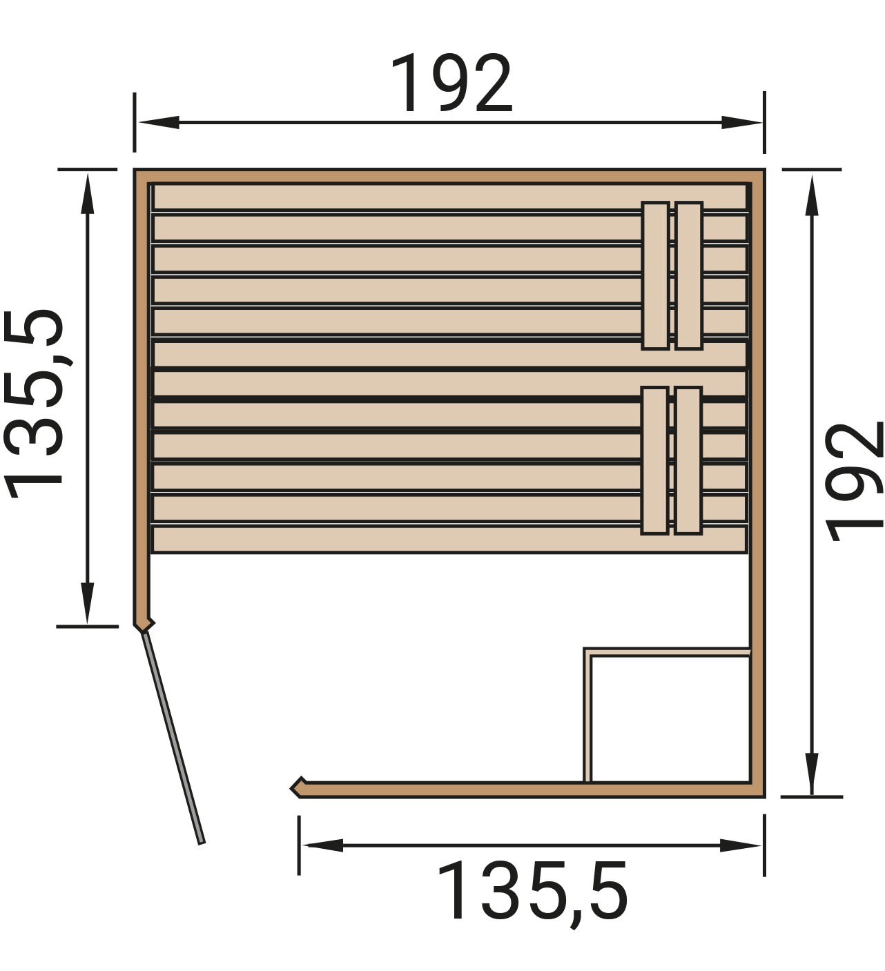weka Sauna »Massivholz-Elementsauna LAUK«, Blockbohlen, vorgefertigte Elemente