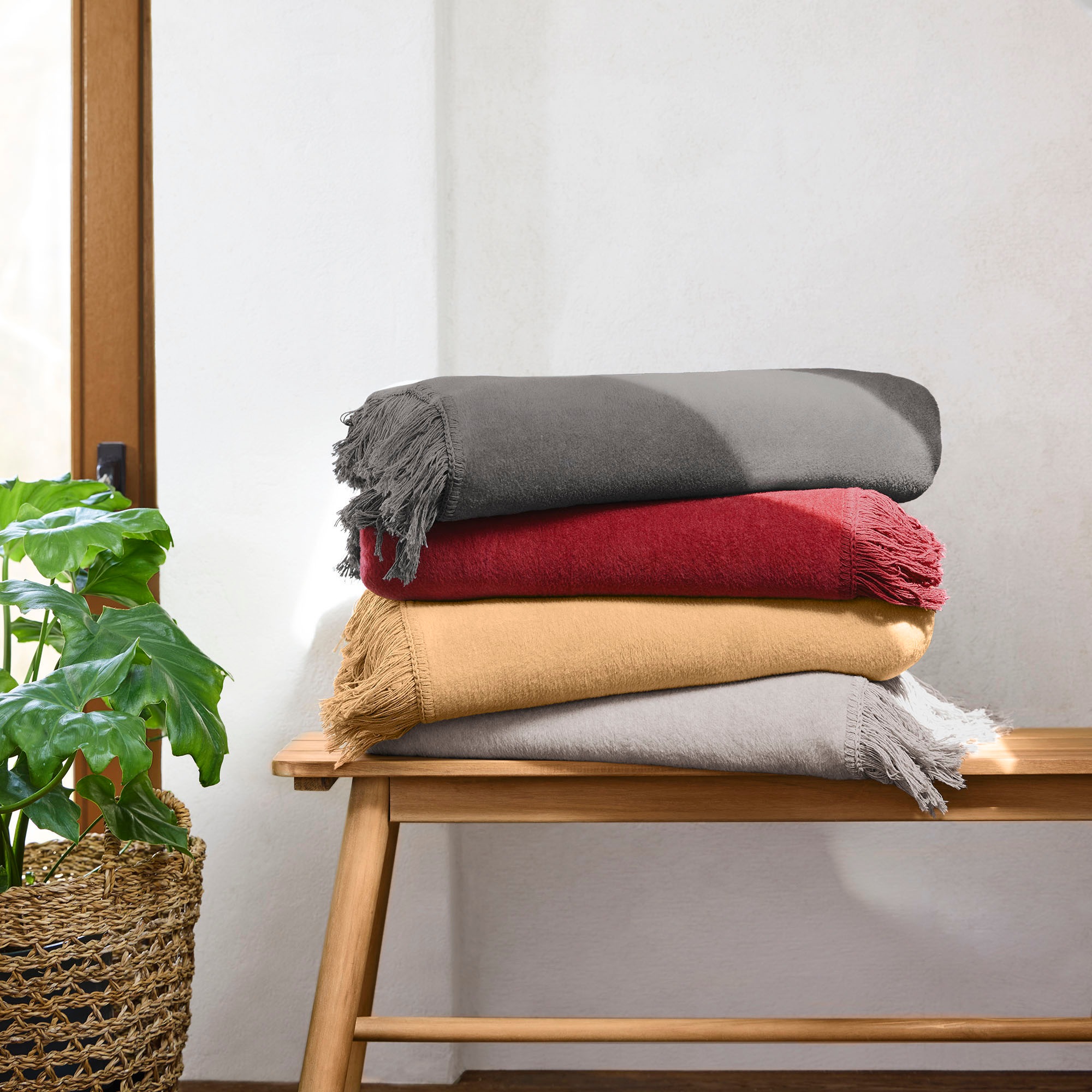 IBENA Wohndecke »Uni Decke Luxus 2«, mit Fransen