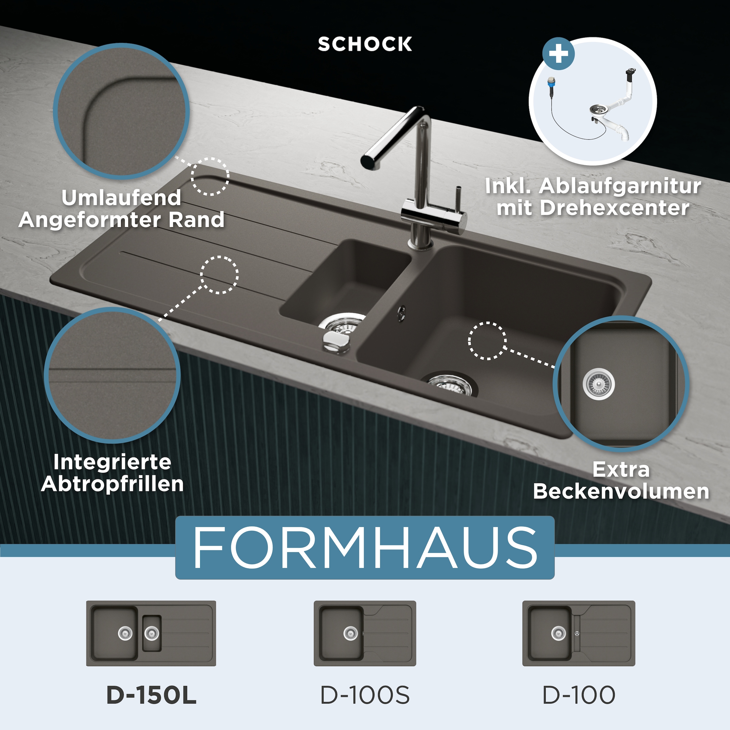 Schock Granitspüle »Formhaus«, mit Restebecken