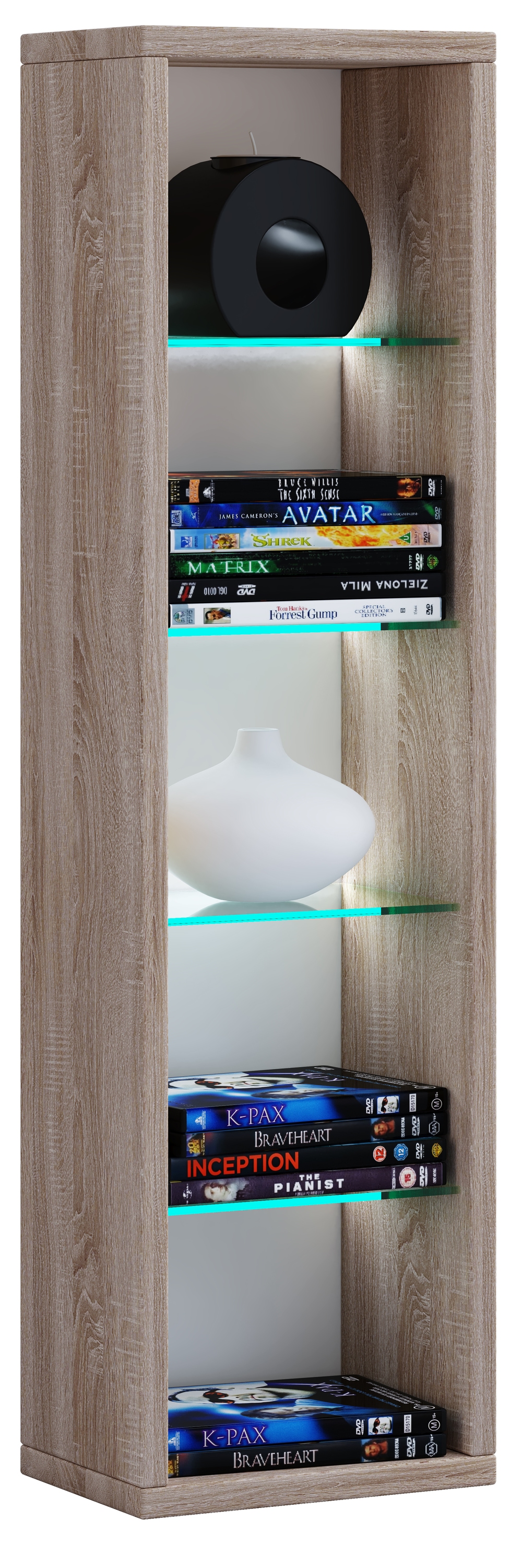 VCM Standregal »VCM Holz CD DVD Regal | Bücherregal | Aufbewahrung | Maße H. 77 x B. 21 x T. 14 cm | Standregal - Rasato L«