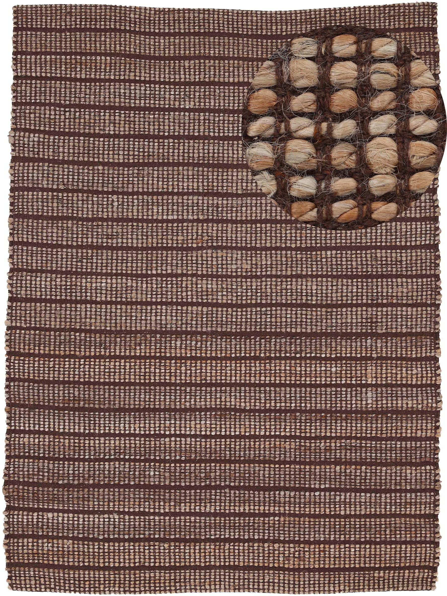 Teppich CARPETFINE "Lara , auch als Läufer", braun, B:160cm H:6mm L:230cm, Baumwolle, Jute, Teppiche, Teppich, handgearbeitet, Wendeteppich aus 70% Jute/Baumwolle, Wohnzimmer