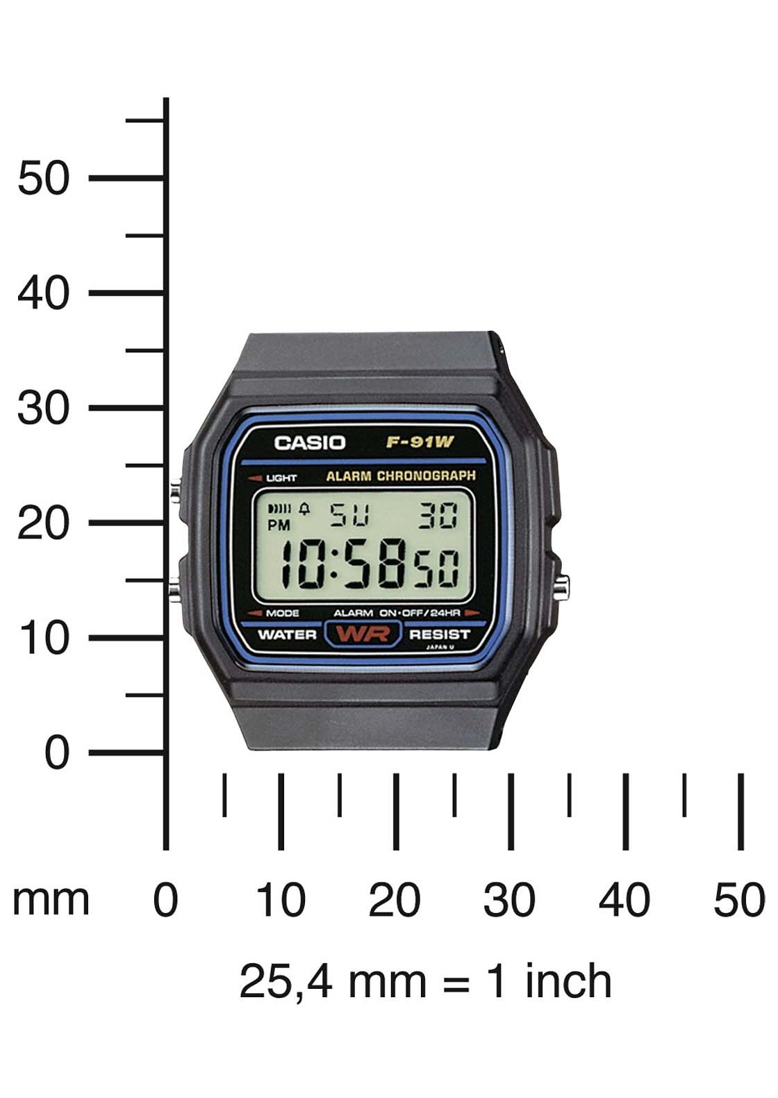 Casio Collection Chronograph »F-91W-1YEG«, Quarzuhr, Armbanduhr, Herren, Damen, digital, Stoppfunktion