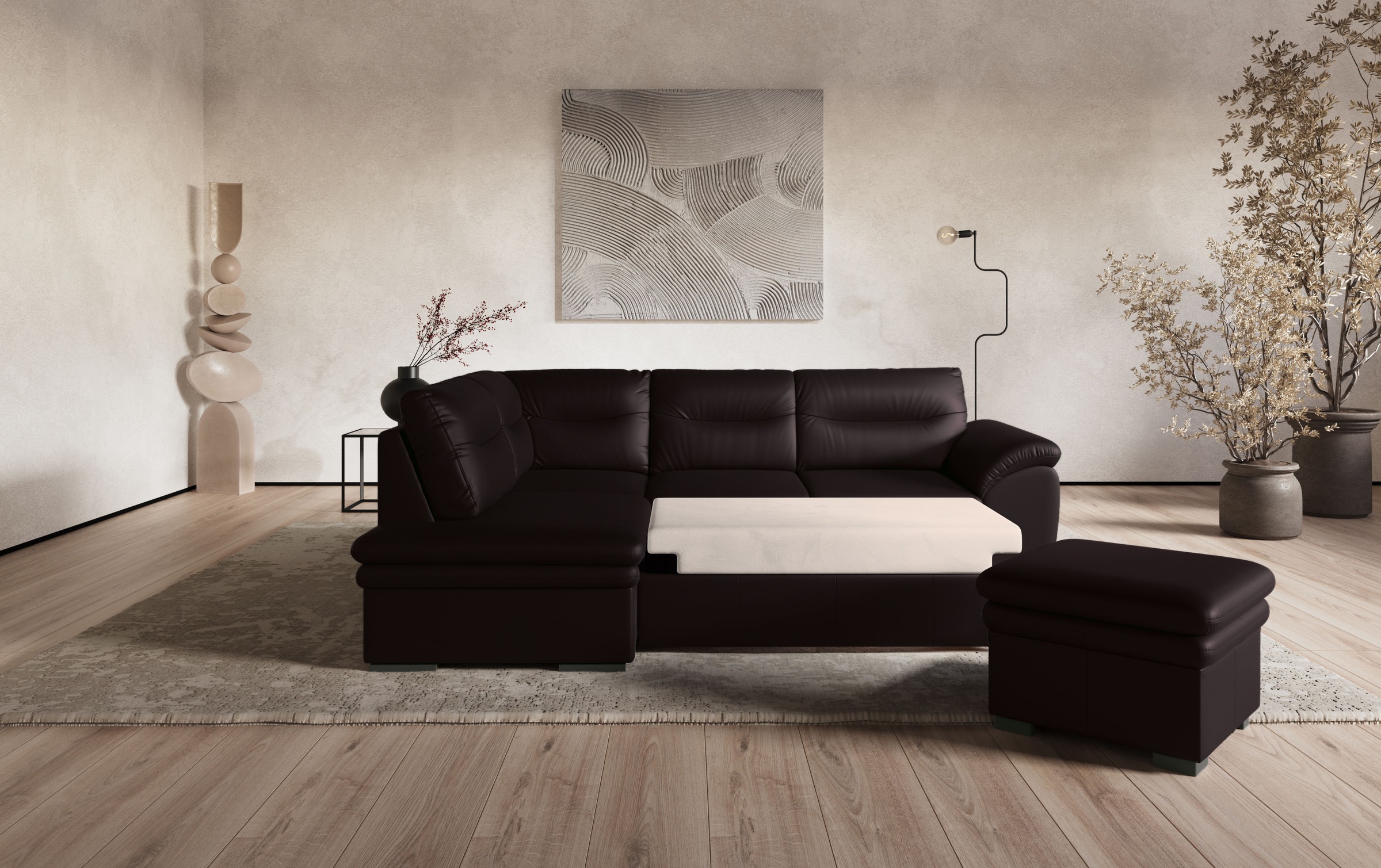 COTTA Ecksofa "Leandra L-Form", wahlweise mit Bettfunktion & Bettkasten günstig online kaufen