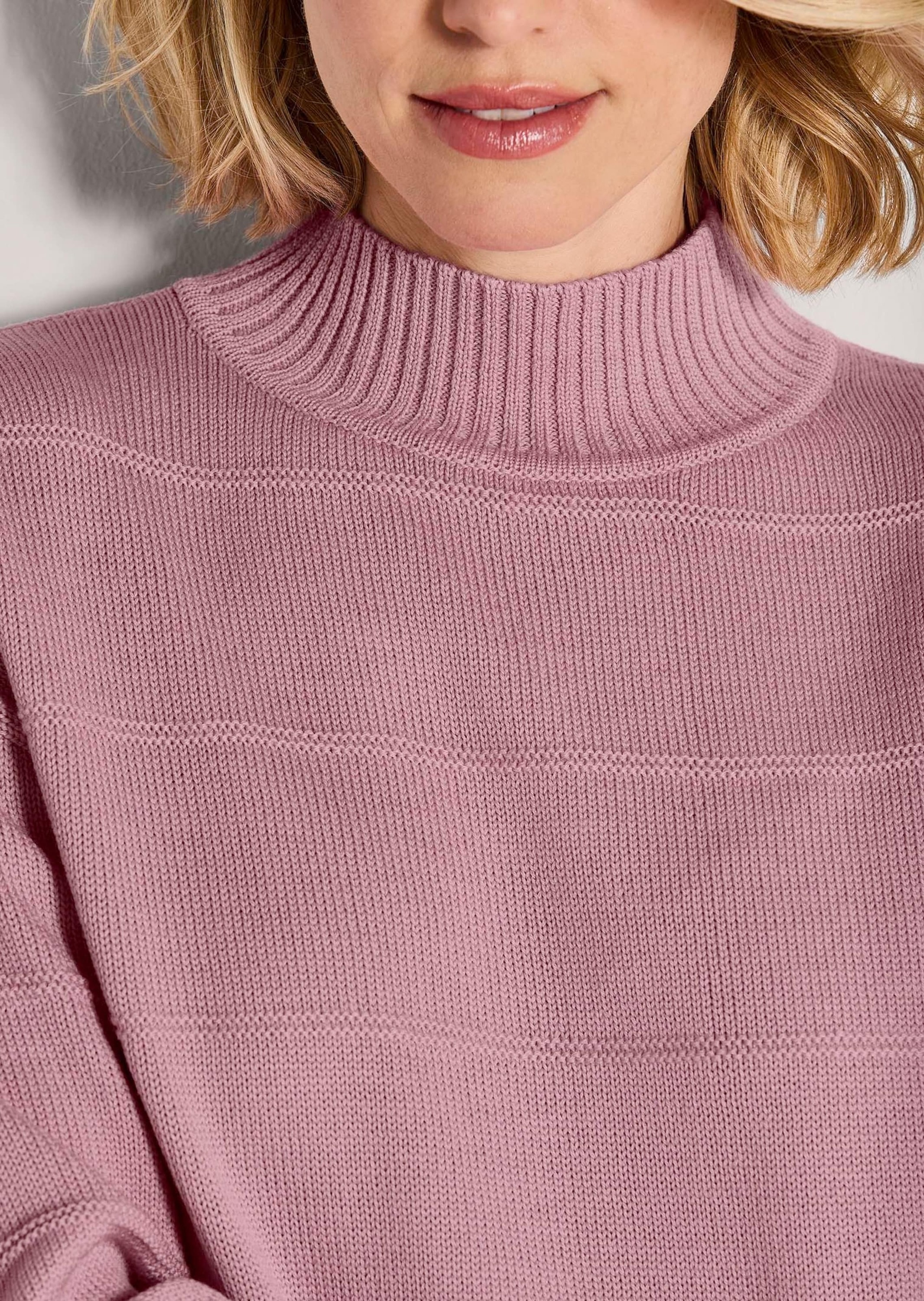 MADELEINE Stehkragenpullover »Strickpullover Eleganter Wollpullover mit Querstruktur« Strukturstrick