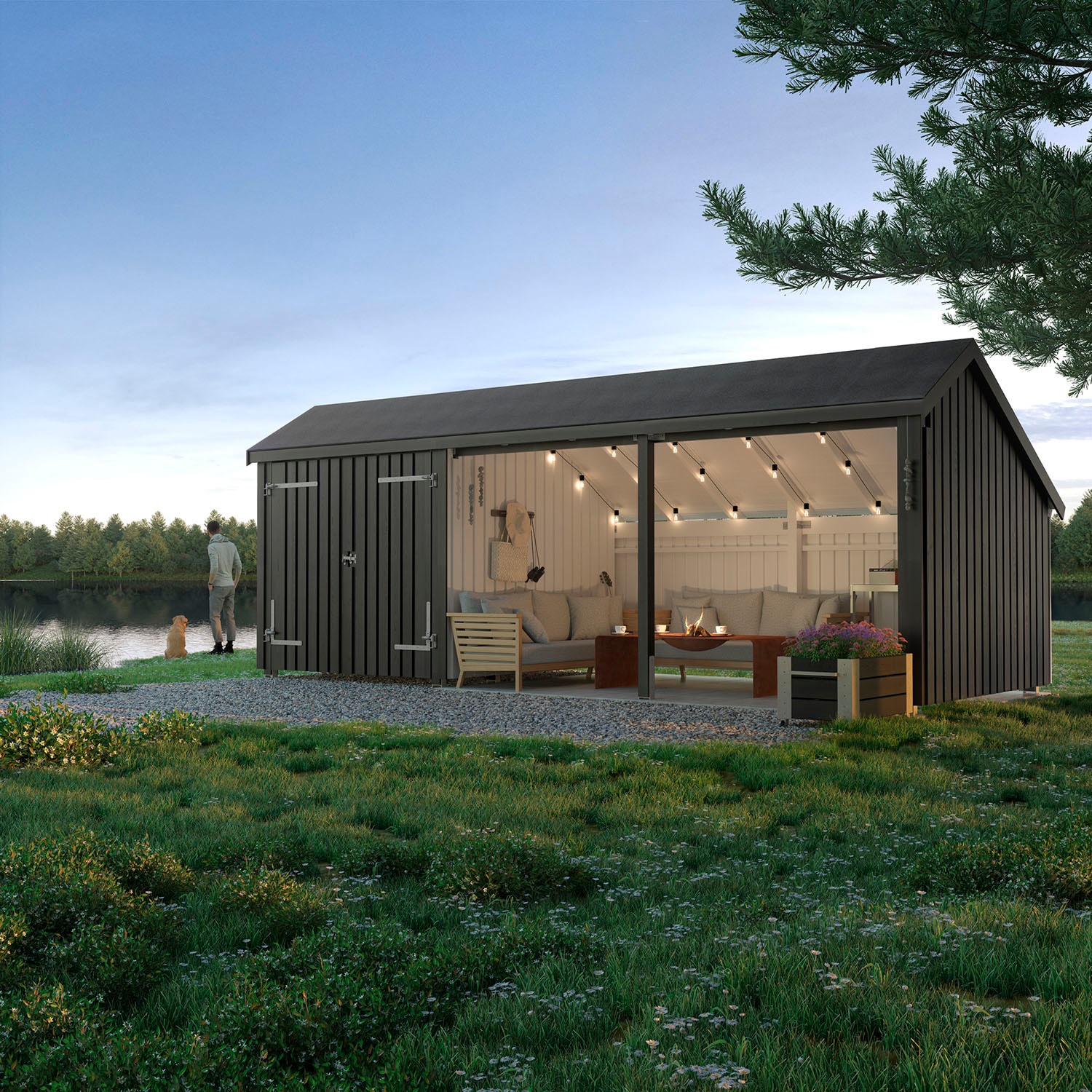 PLUS Gartenhaus "Multi" Gartenhaus 15,5 m² Doppeltür, Dachpappe/Aluleisten/ günstig online kaufen