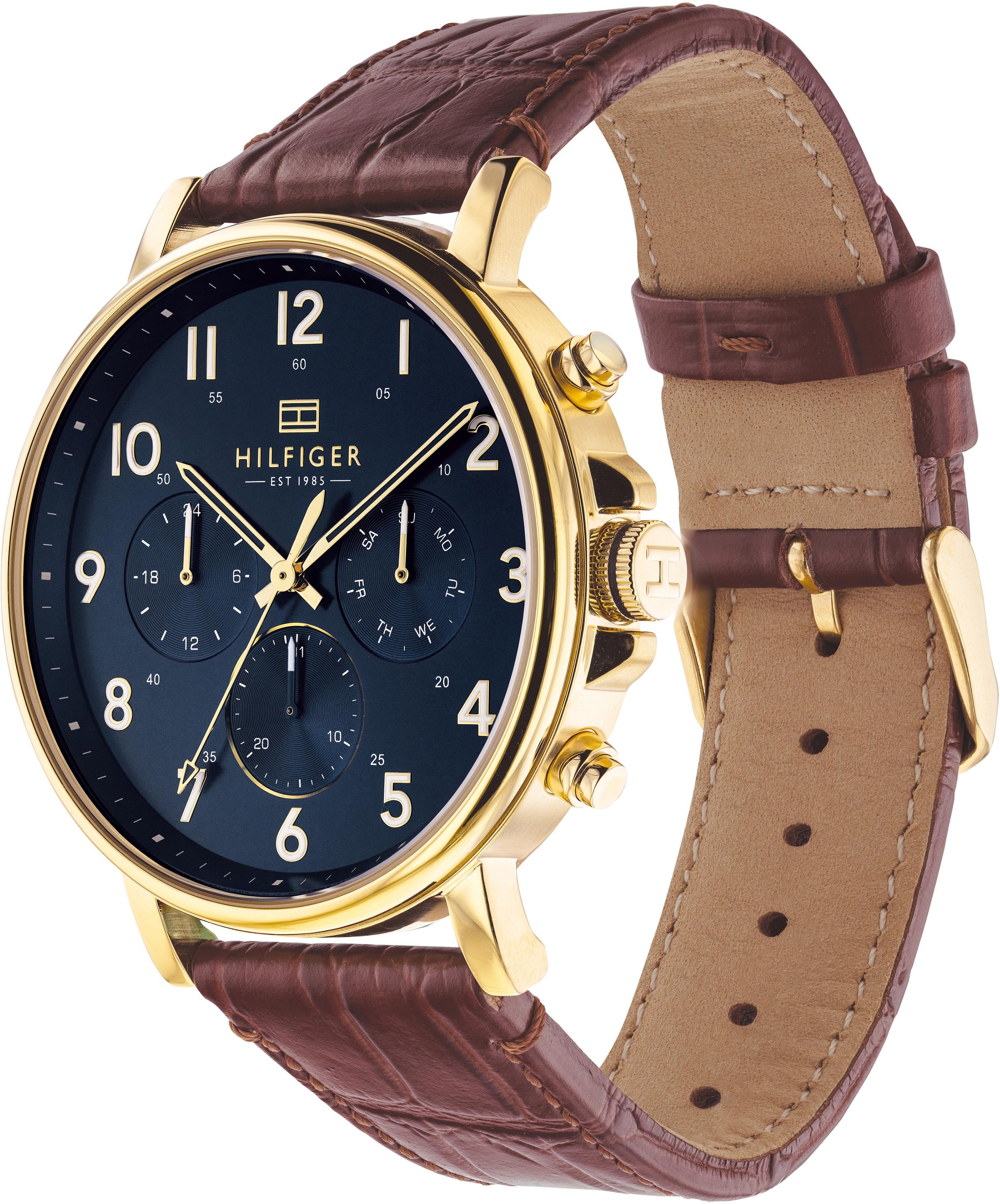 Tommy Hilfiger Multifunktionsuhr »DANIEL«, Quarzuhr, Armbanduhr, Herrenuhr, Datum, Lederarmband