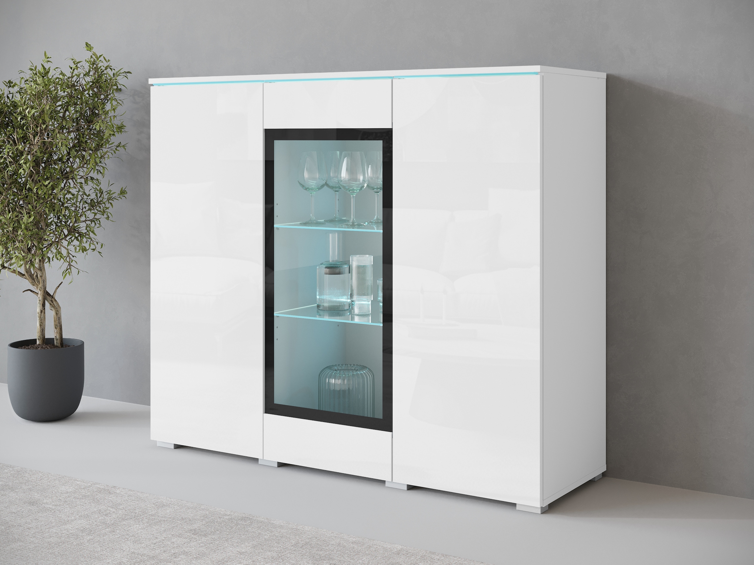 INOSIGN Highboard "Vera", Highboard mit 4 Türen, 9 Fächern, verglasten Türe günstig online kaufen