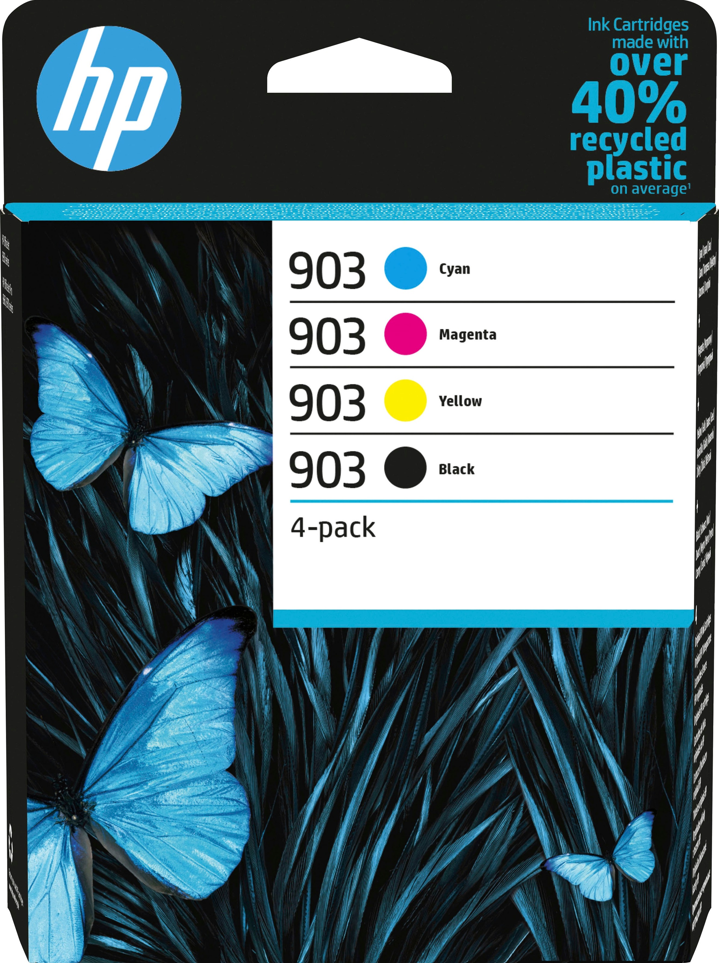 HP Nachfülltinte "903 4er-Pack", bunt, Druckertinte, original HP Farbpatrone, Instant Ink, cyan/magenta/yellow/schwarz