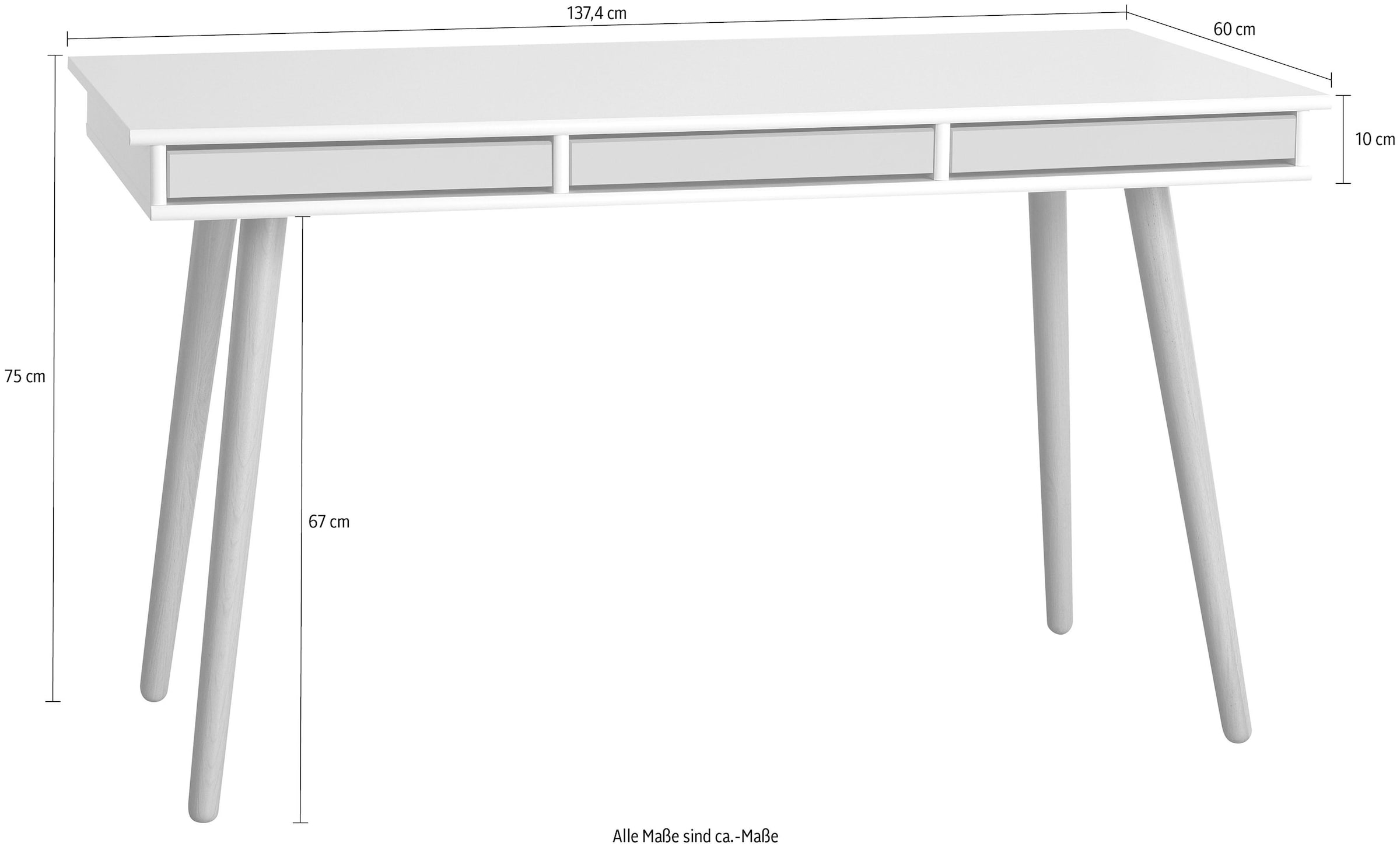 Hammel Furniture Schreibtisch »Mistral Bürotisch, Arbeitstisch, Tisch, Computertisch«, Holzbeinen, B: 137,4 cm, Designmöbel