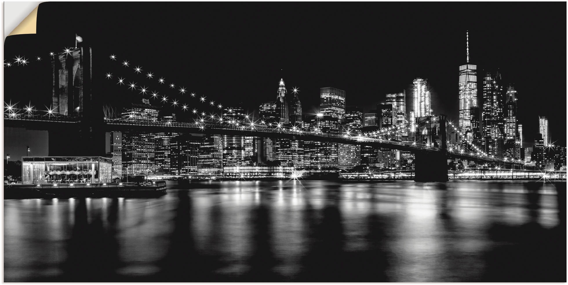 Artland Wandbild "Manhattan Skyline & Brroklyn Bridge", Amerika, (1 St.), als Alubild, Outdoorbild, Wandaufkleber in ver