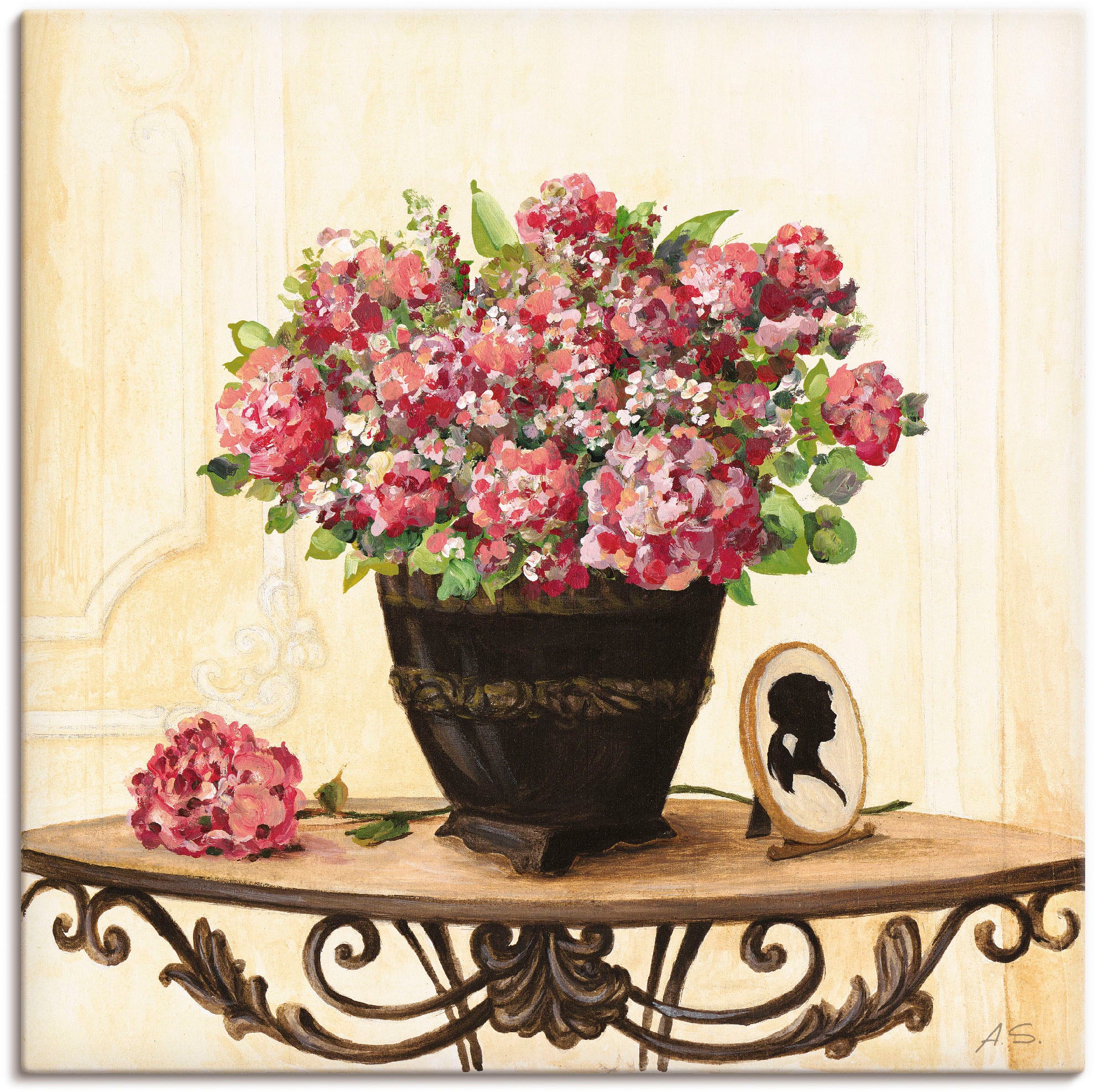 Artland Leinwandbild »Bouquet von roten Hortensien«, Arrangements, (1 St.), auf Keilrahmen gespannt
