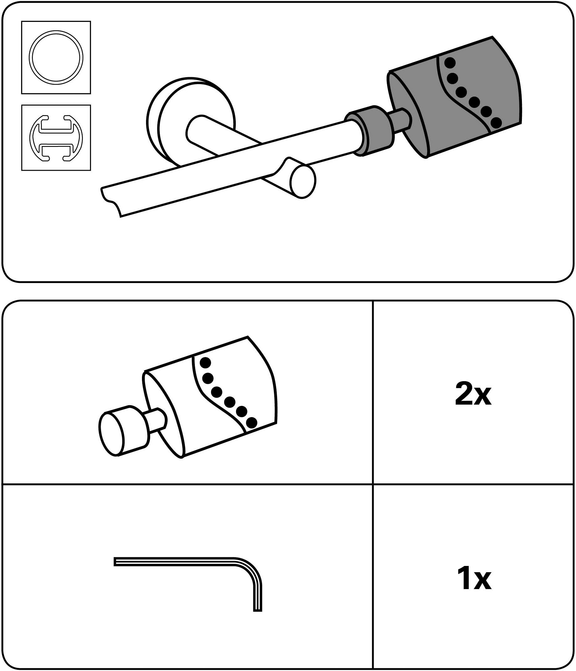 GARDINIA Gardinenstangen-Endstück »Flat«, (2 St.), Serie Gardinenstange Kira