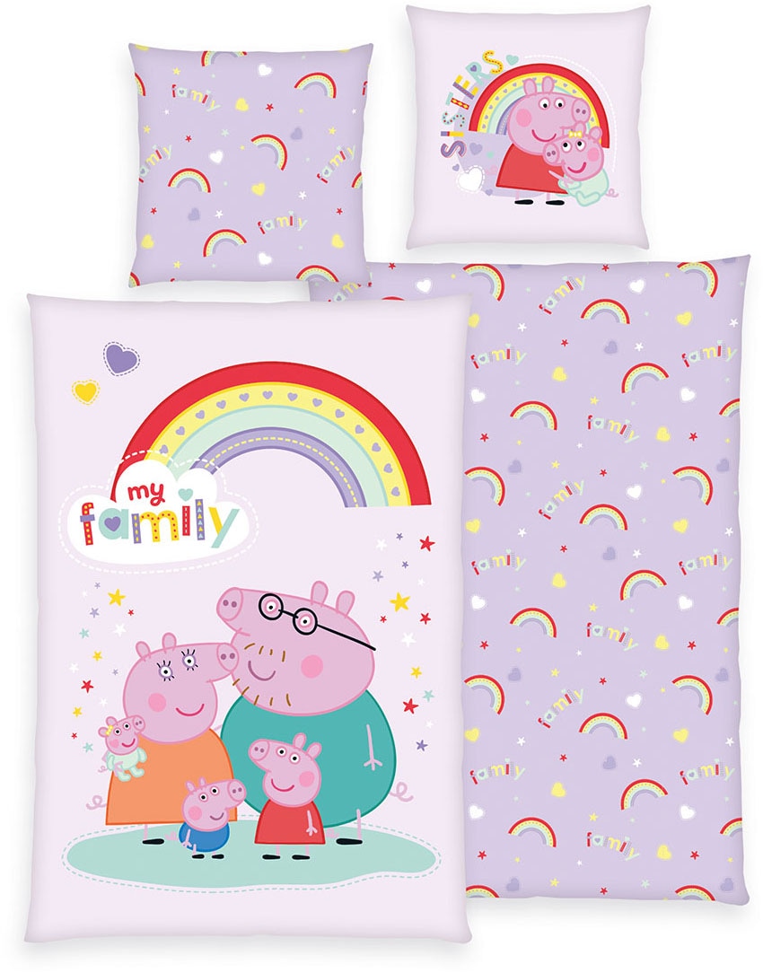 Peppa Pig Wendebettwäsche "Peppa Pig" 2 Stk. tlg. mit fröhlichem Design günstig online kaufen