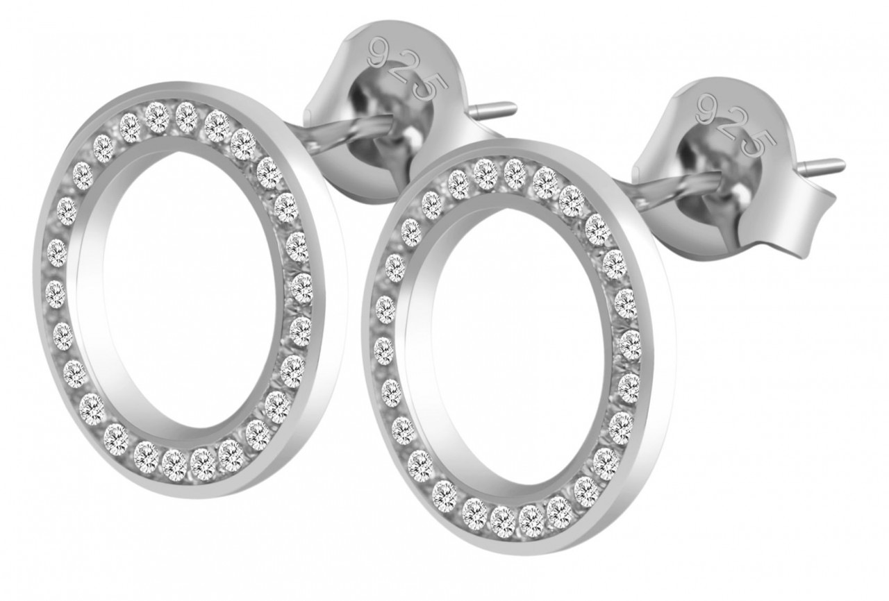 Adelia´s Paar Ohrhänger »Damen Ohrstecker aus 925 Sterling Silber und Zirkonia Ø 11 mm«