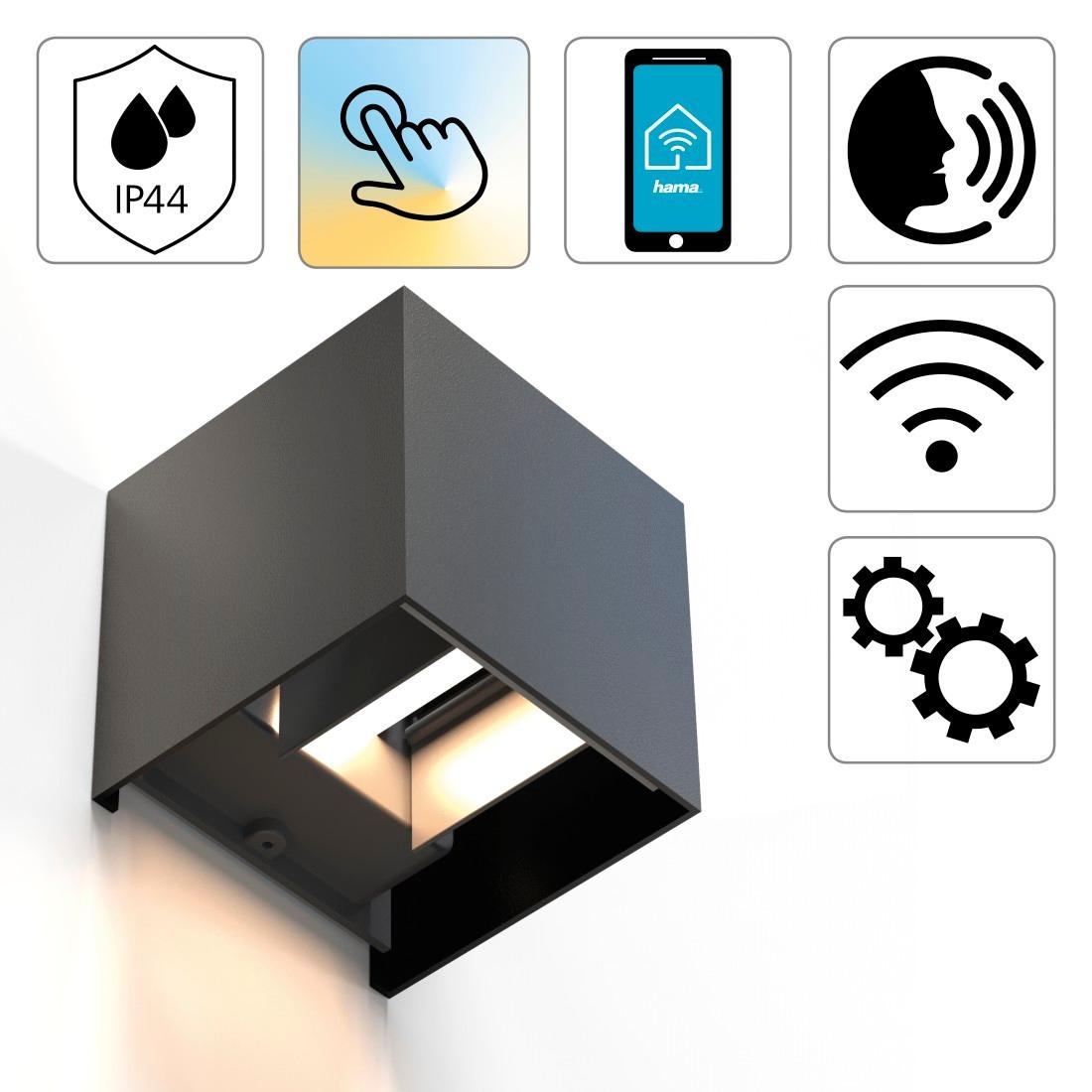 LED Wandlampe für innen und außen, WLAN, App- u. Sprachsteuerung
