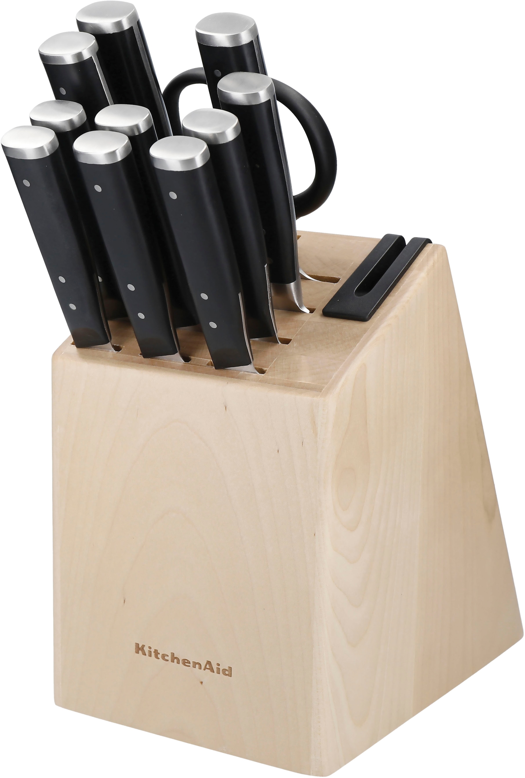 KitchenAid Messerblock "Gourmet" 11 Stk. Messerr japanischer Stahl, Schärfer,Birkenholzblock, inkl. 1 Schere
