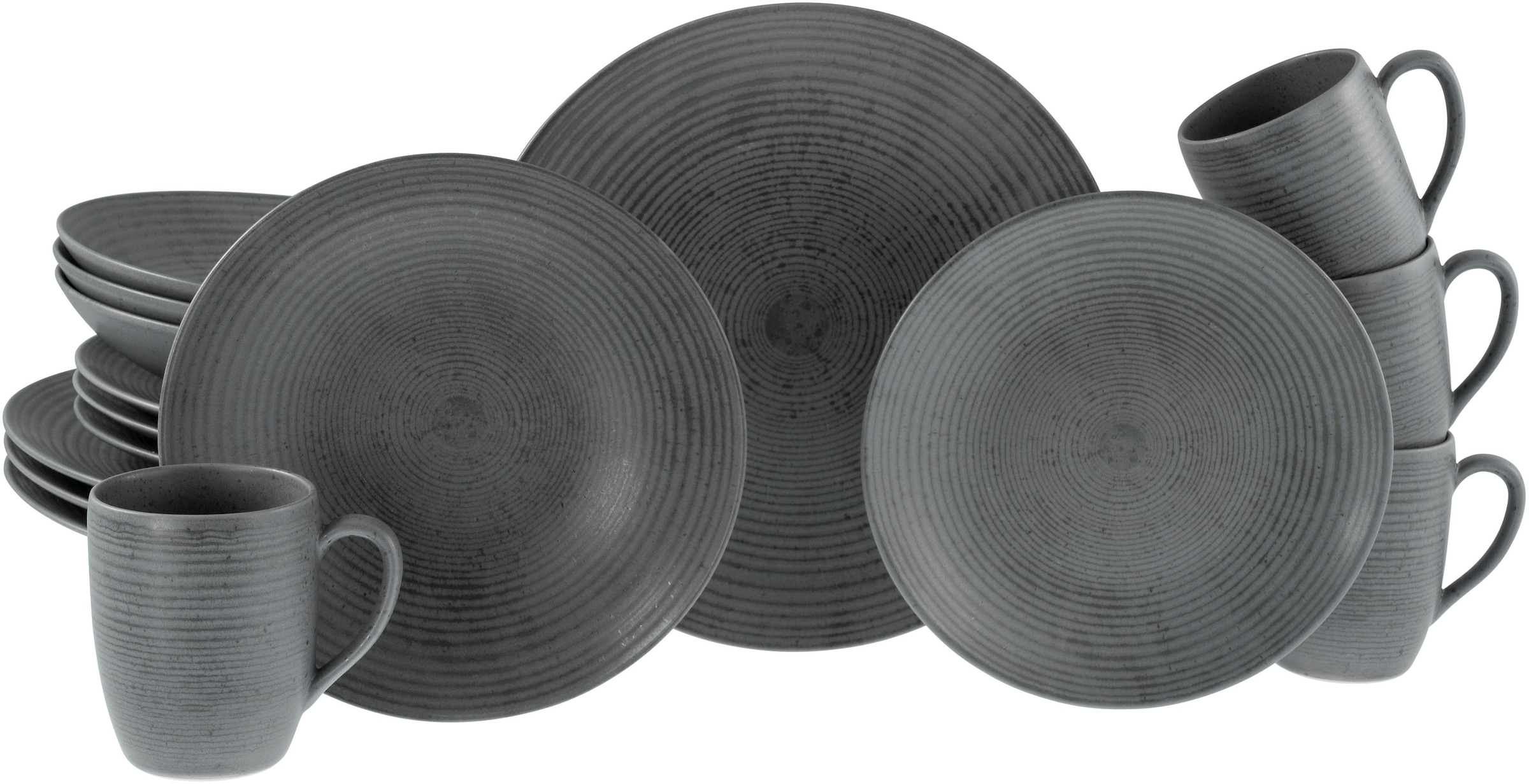 CreaTable Kombiservice »Catania, Service 16-tlg.« Italienische Eleganz, Vulkanoptik