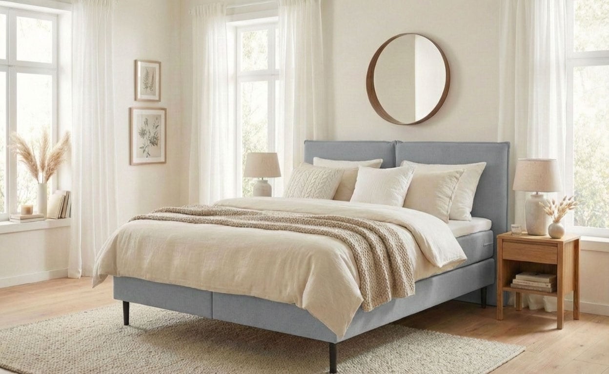 LeGer Home by Lena Gercke Bett "ERIK Boxbett mit Bonnell-/Taschen-Federkernmatratze, Breite 160/180cm" wahlweise Härtegrad der Matratze H2/H3/H4, Polsterbett mit/ohne Topper