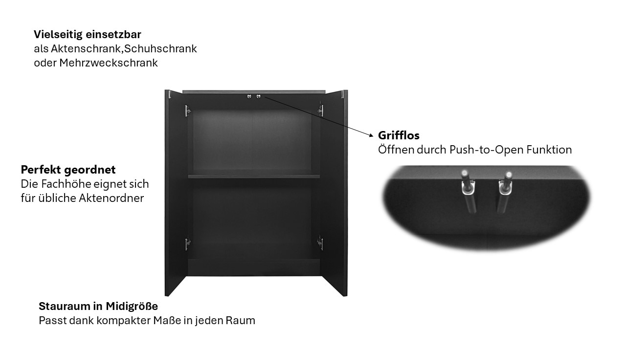 INOSIGN Aktenschrank »Jarvie«, Mehrzweckschrank, Push-to-open, 2 Fächer, 60x80 cm