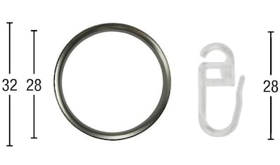 GARESA Gardinenring »Ring mit Haken«, (Set, 20 St., mit Faltenlegehaken), Aluminium kaufen
