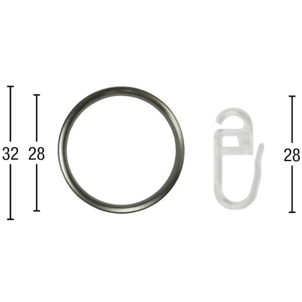 GARESA Gardinenring »Ring mit Haken«, (Set, 20 St., mit Faltenlegehaken)