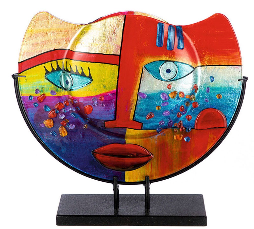 Casablanca by Gilde Tischvase "Fashion, Dekovase" Vase aus Glas, mit schwarzem Metallfuß, Höhe ca. 35 cm