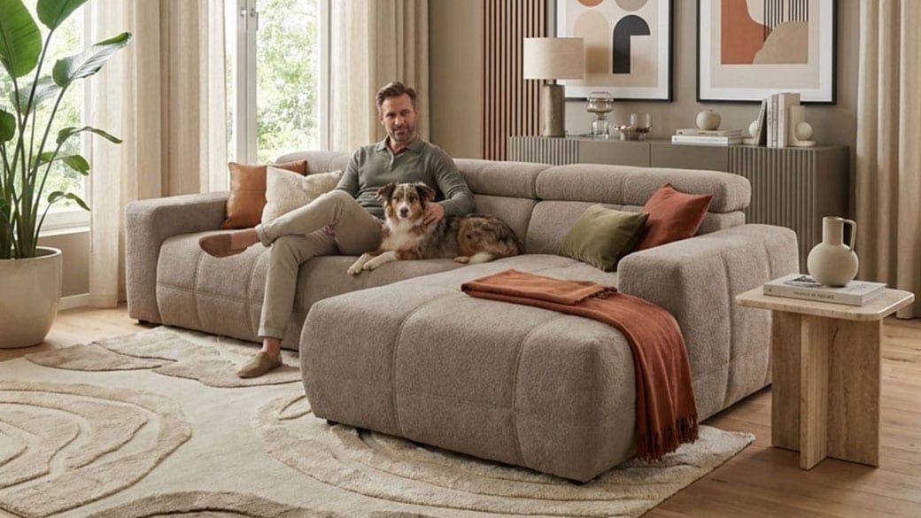 OTTO home Ecksofa "Ballerup 235 x 175 cm, auch mit verstellbarer Sitztiefe" Kopfteile & Sitztiefe verstellbar, Pet Friendly Bezug, L-Form